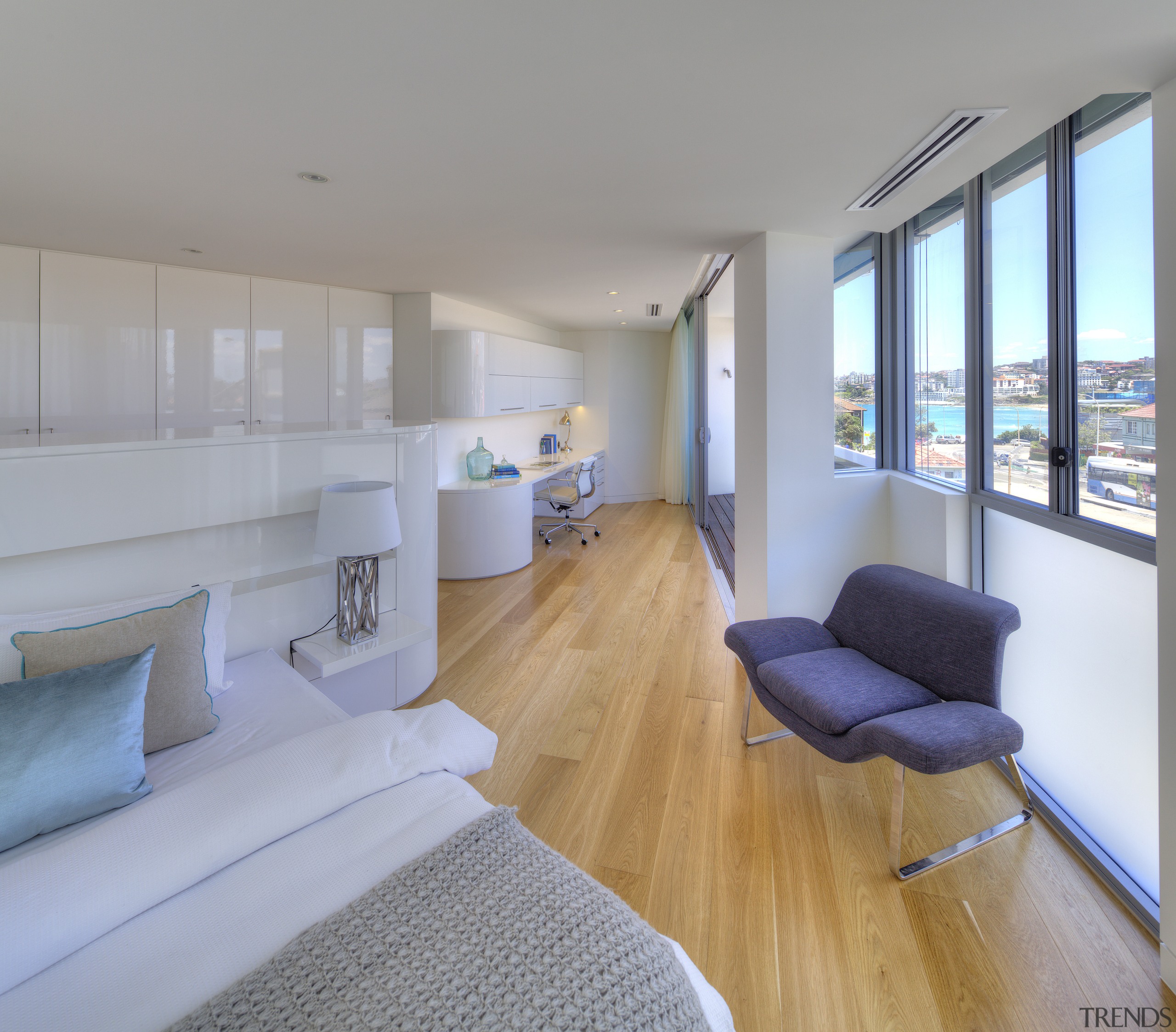 Well-rounded  apartment block by architect Nicholas Solomon architecture, floor, house, interior design, living room, real estate, room, gray