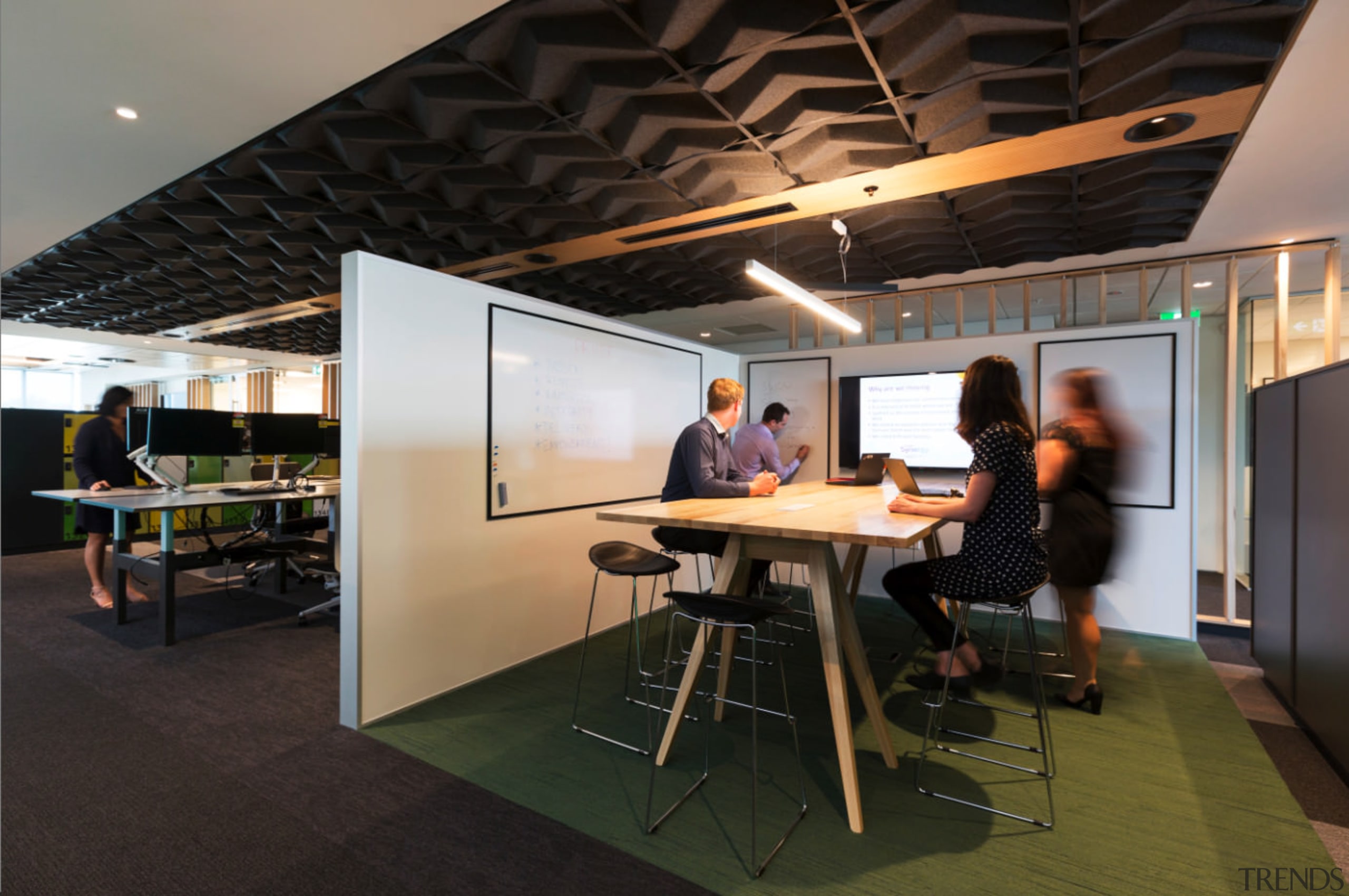 Open meeting room - Trustpower's New Headquarters - architecture, ceiling, furniture, interior design, office, table, black