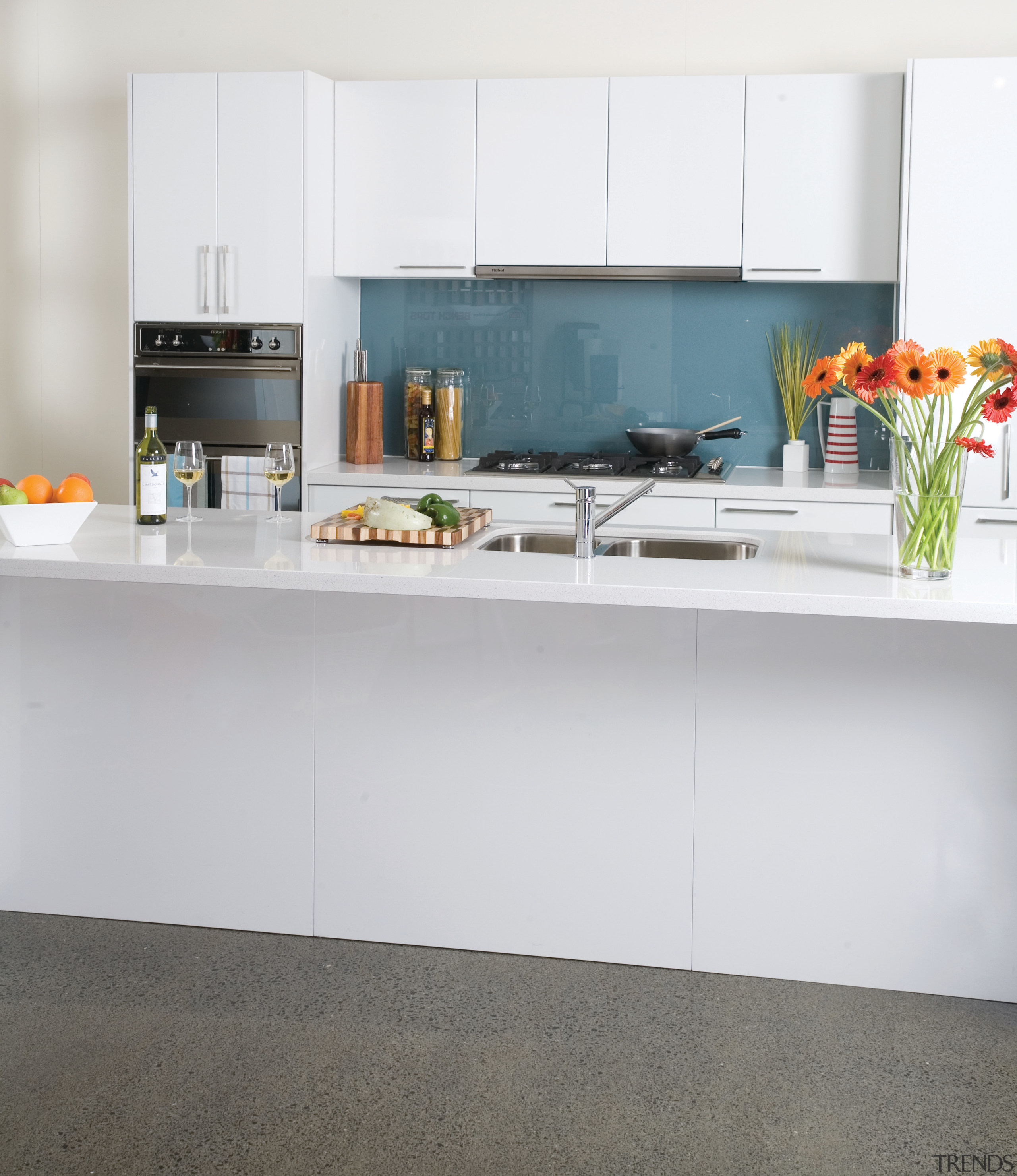 view of a kitchen which features hidden macerating countertop, interior design, kitchen, white