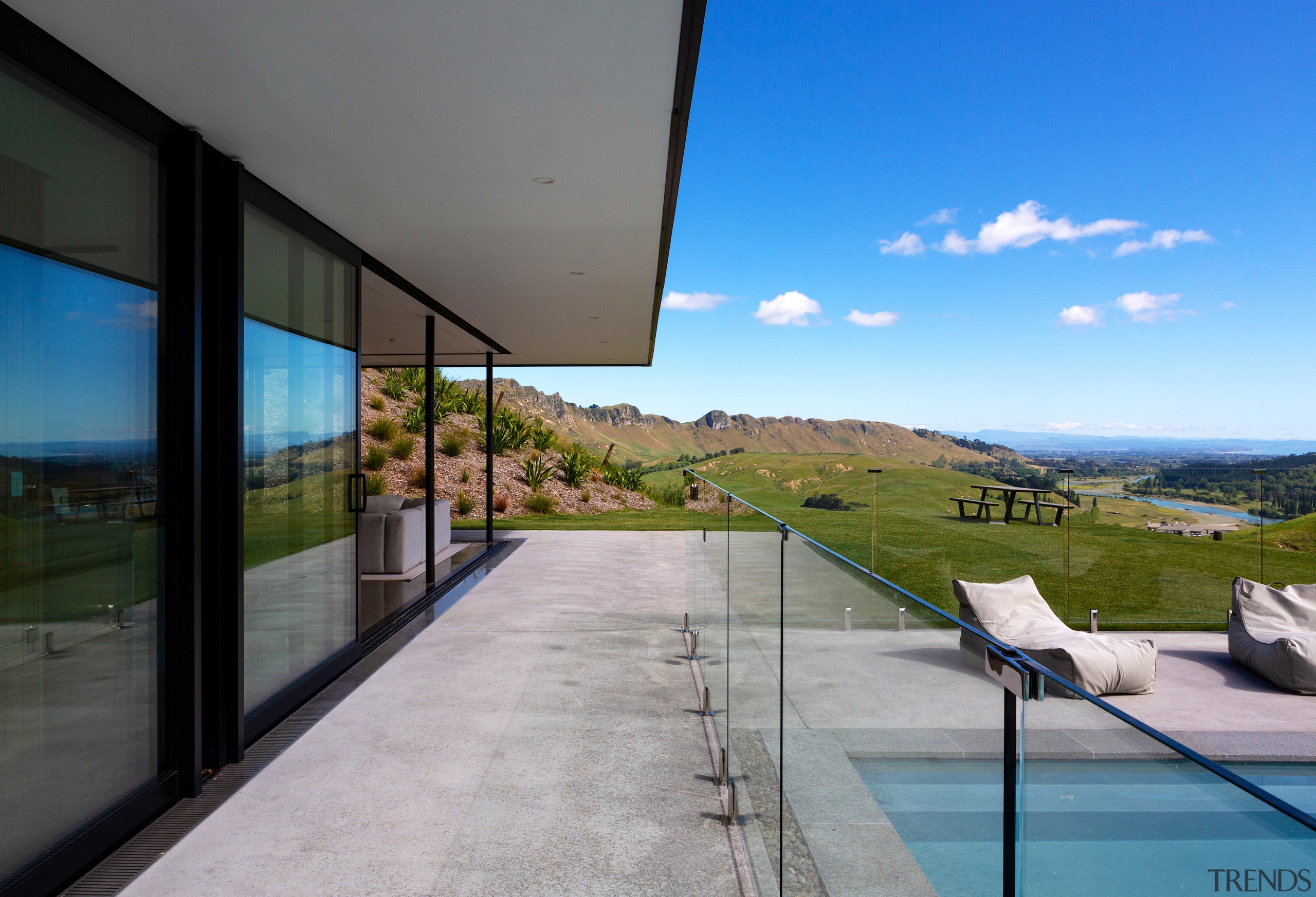 The front of the home faces the sea 