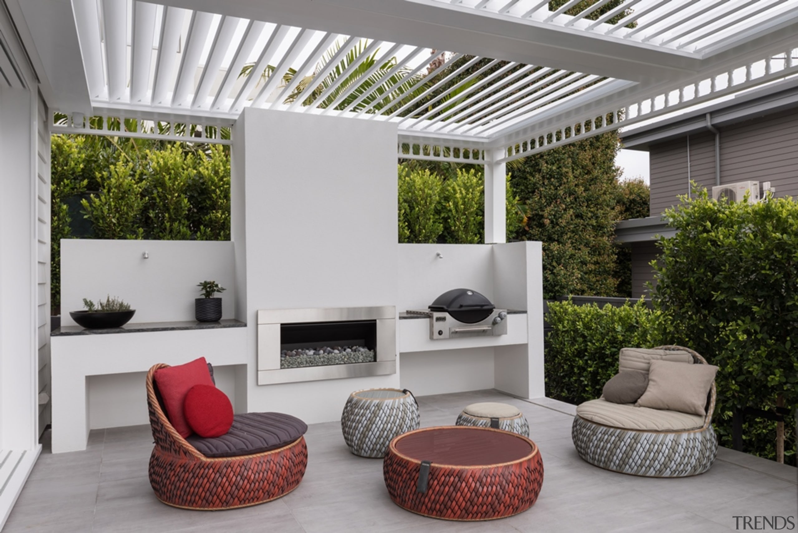 This outdoor living space provides all weather enjoyment 