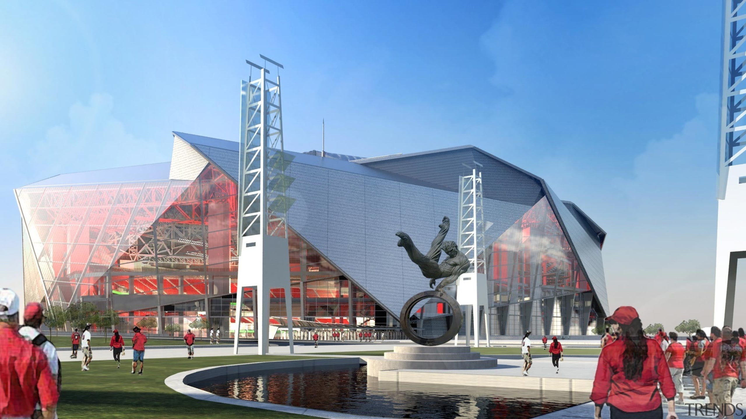 Mercedes-Benz Stadium 06 - Mercedes-Benz Stadium 06 - architecture, building, city, convention center, corporate headquarters, mixed use, sport venue, stadium, structure, tourist attraction, teal