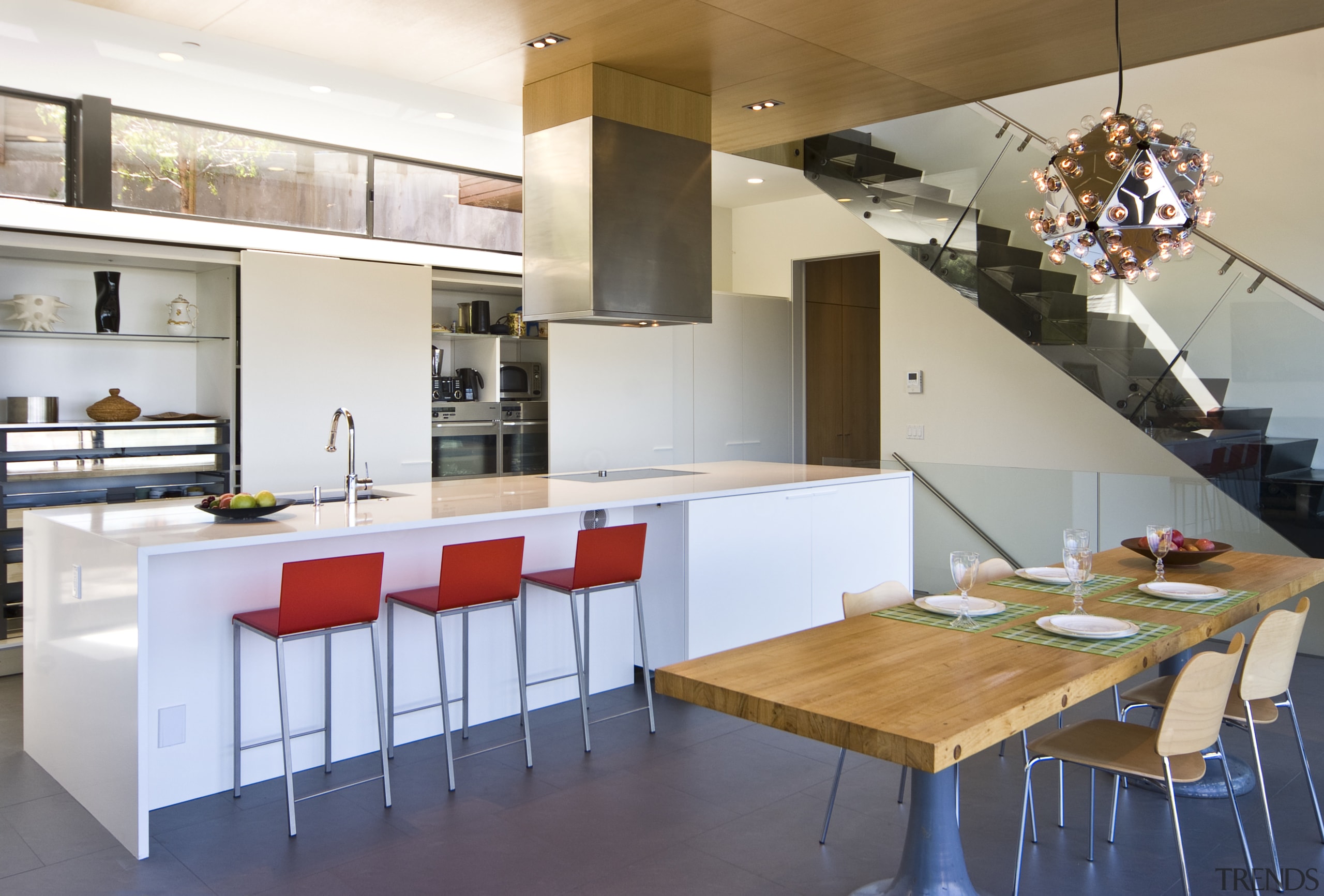 View of kitchen designed by Tim Rempel of countertop, interior design, kitchen, table, white