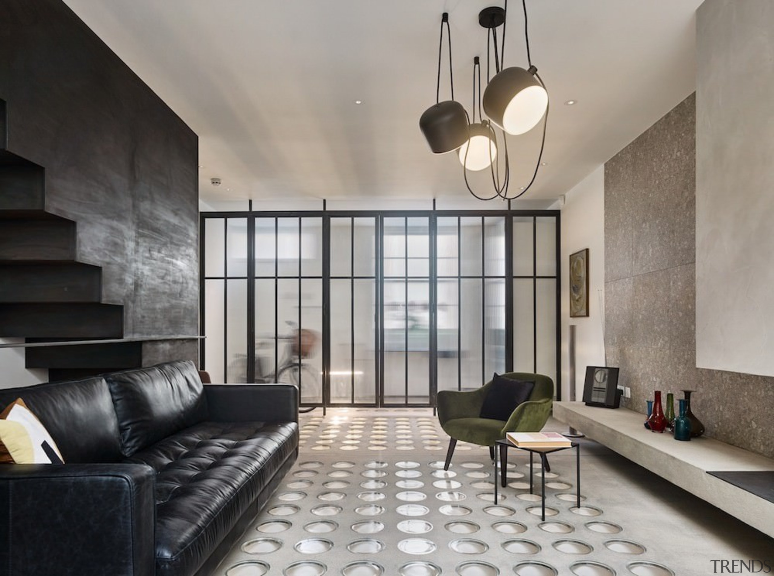 Andy Martin Architecture – Renovation in London - architecture, ceiling, floor, interior design, living room, lobby, real estate, room, wall, gray, black