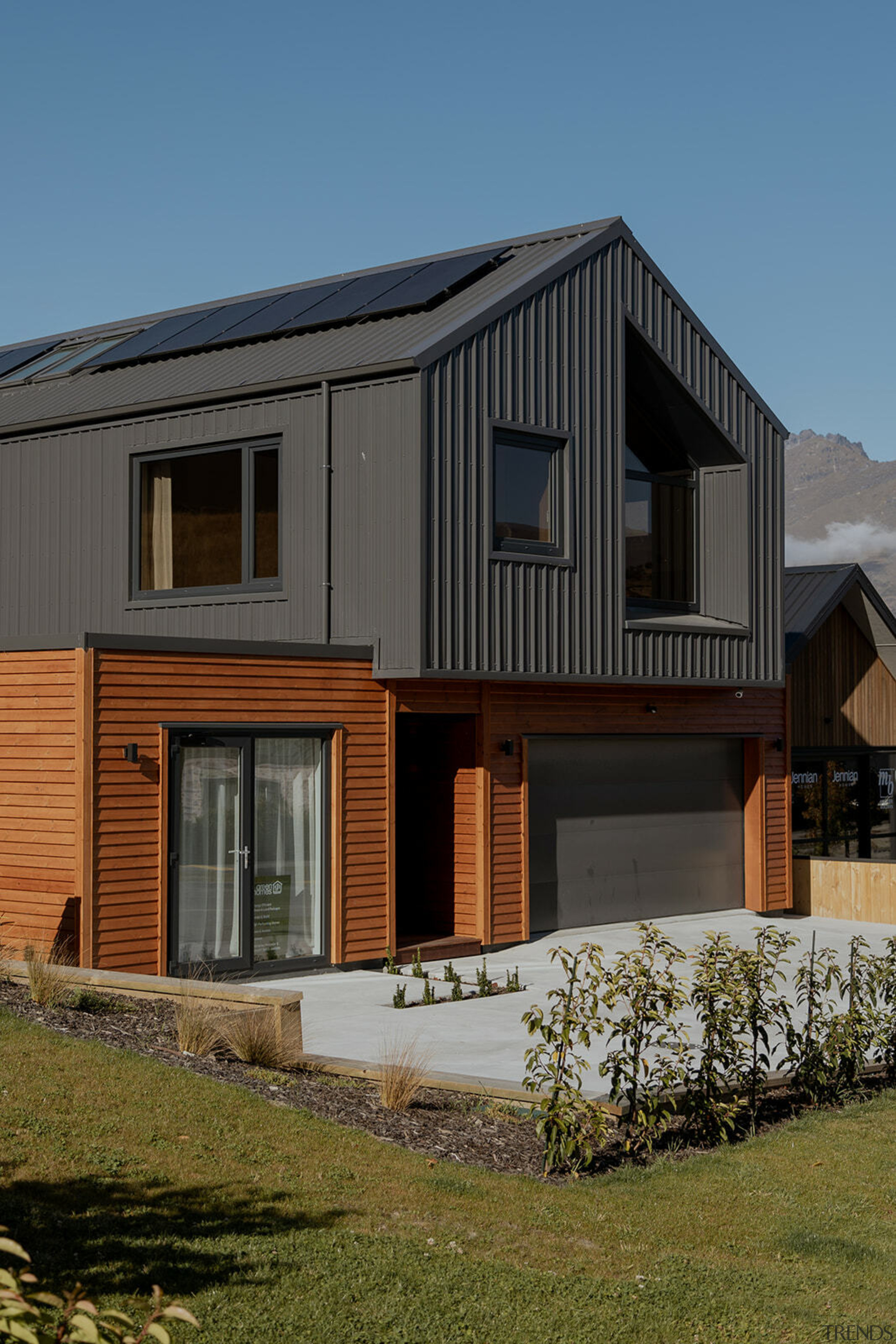 Another view of the wood and metal clad 