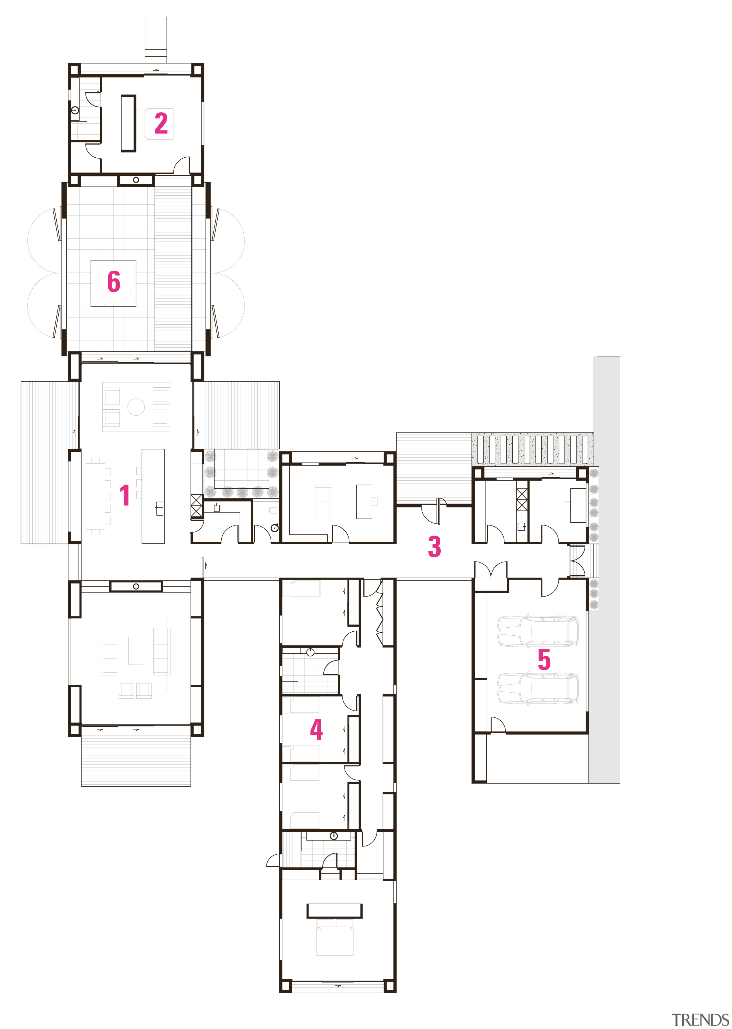 Three-wing structure of a new rural home by architecture, area, design, diagram, drawing, floor plan, line, plan, product, product design, structure, white