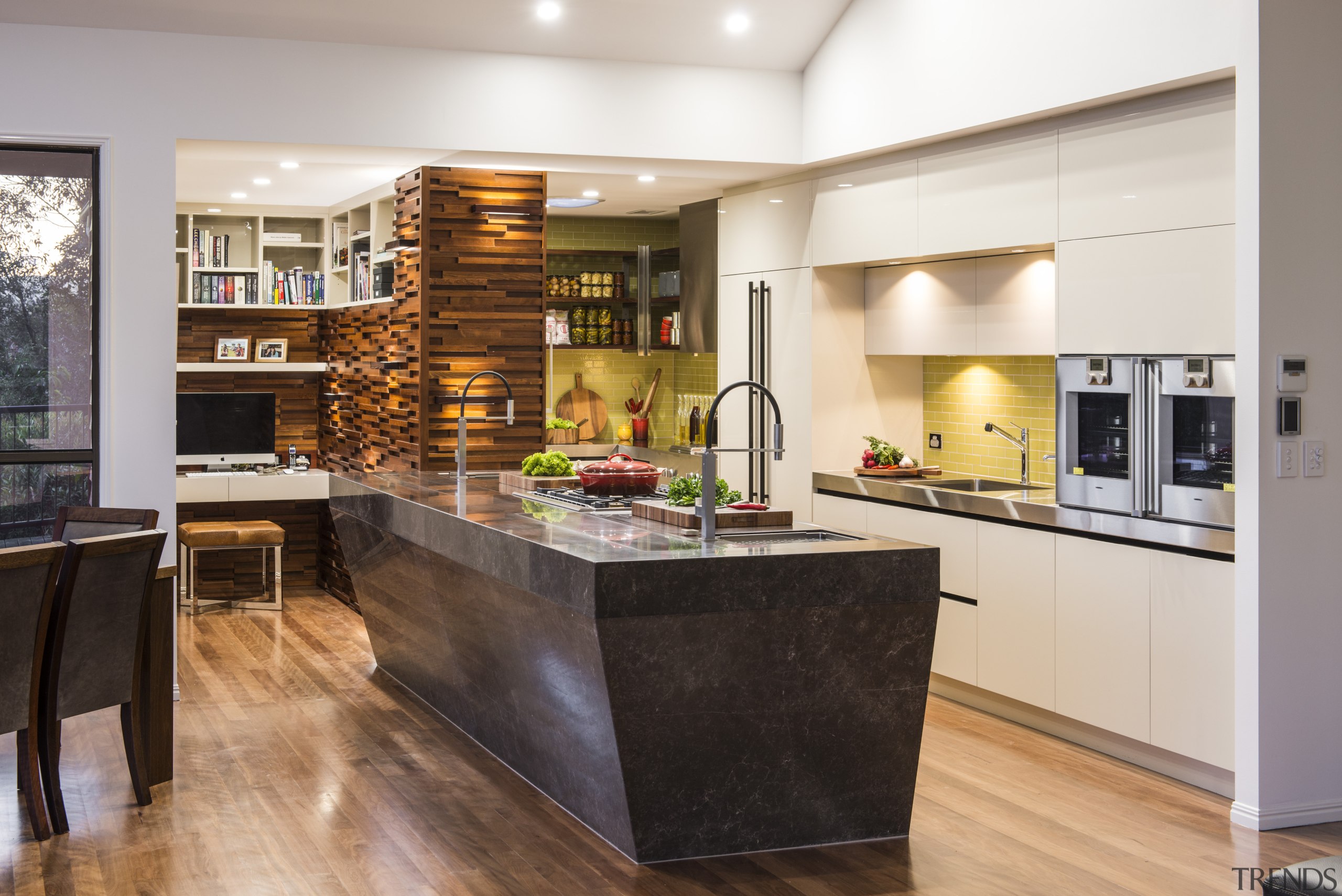 Strong textures in modern kitchen by Darren James, cabinetry, countertop, cuisine classique, interior design, kitchen, white