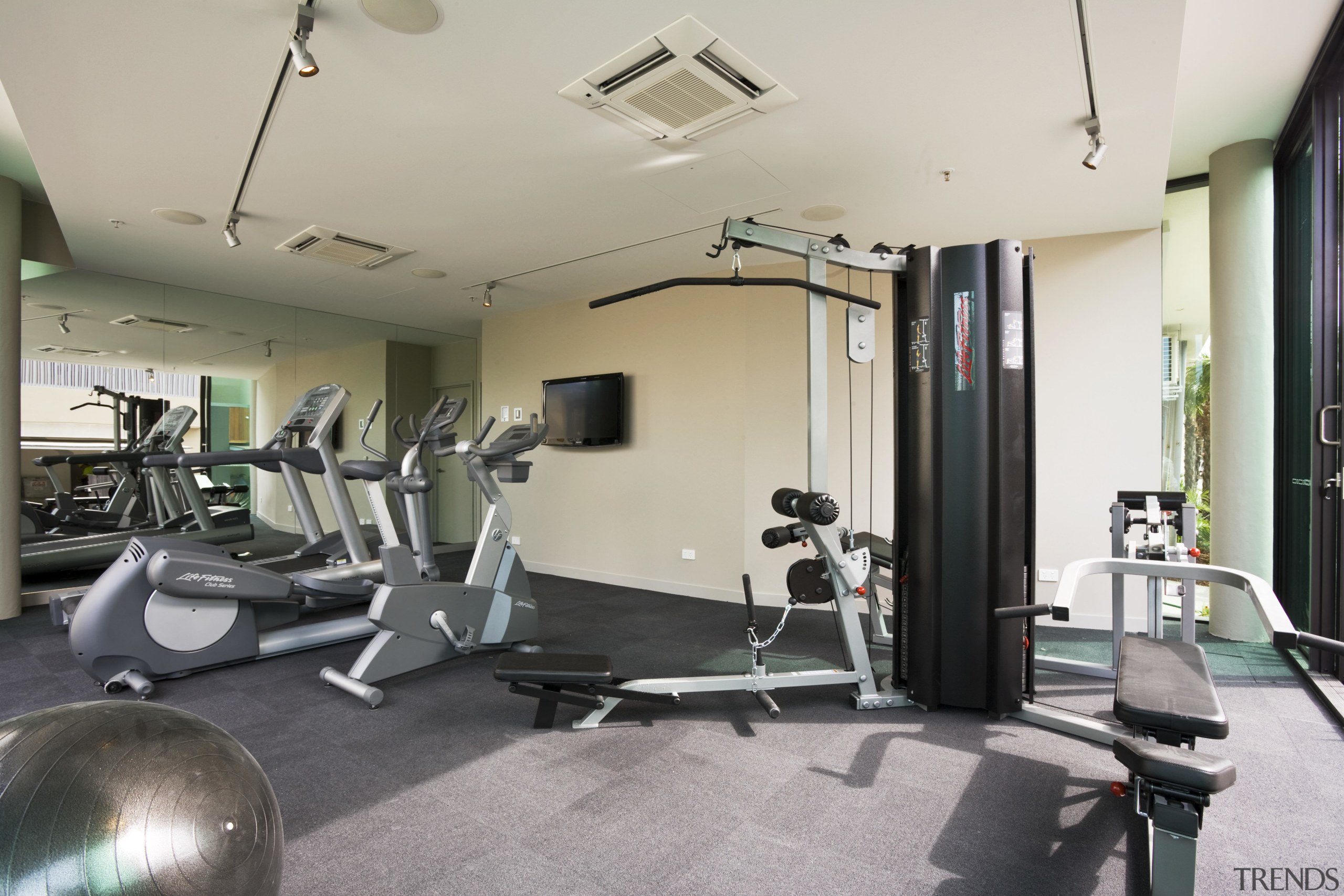 View of the Norman Reach development which is exercise machine, gym, property, real estate, room, structure, gray