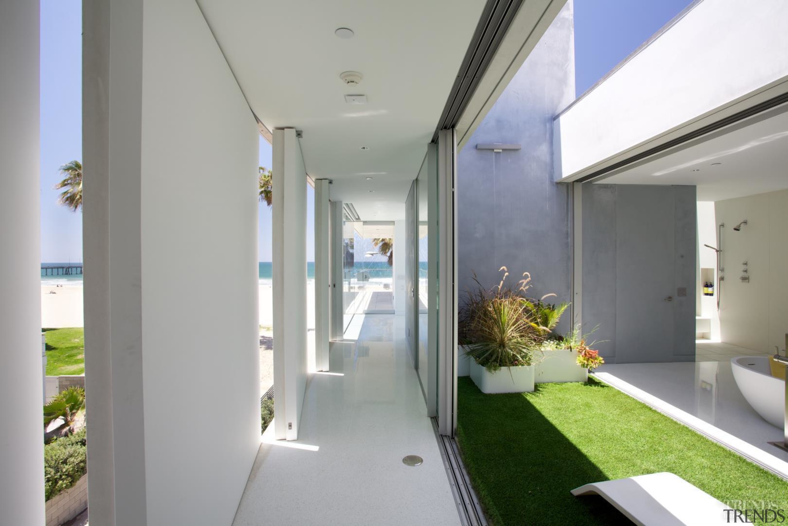 This master suite, on the top level of architecture, daylighting, home, house, interior design, real estate, gray