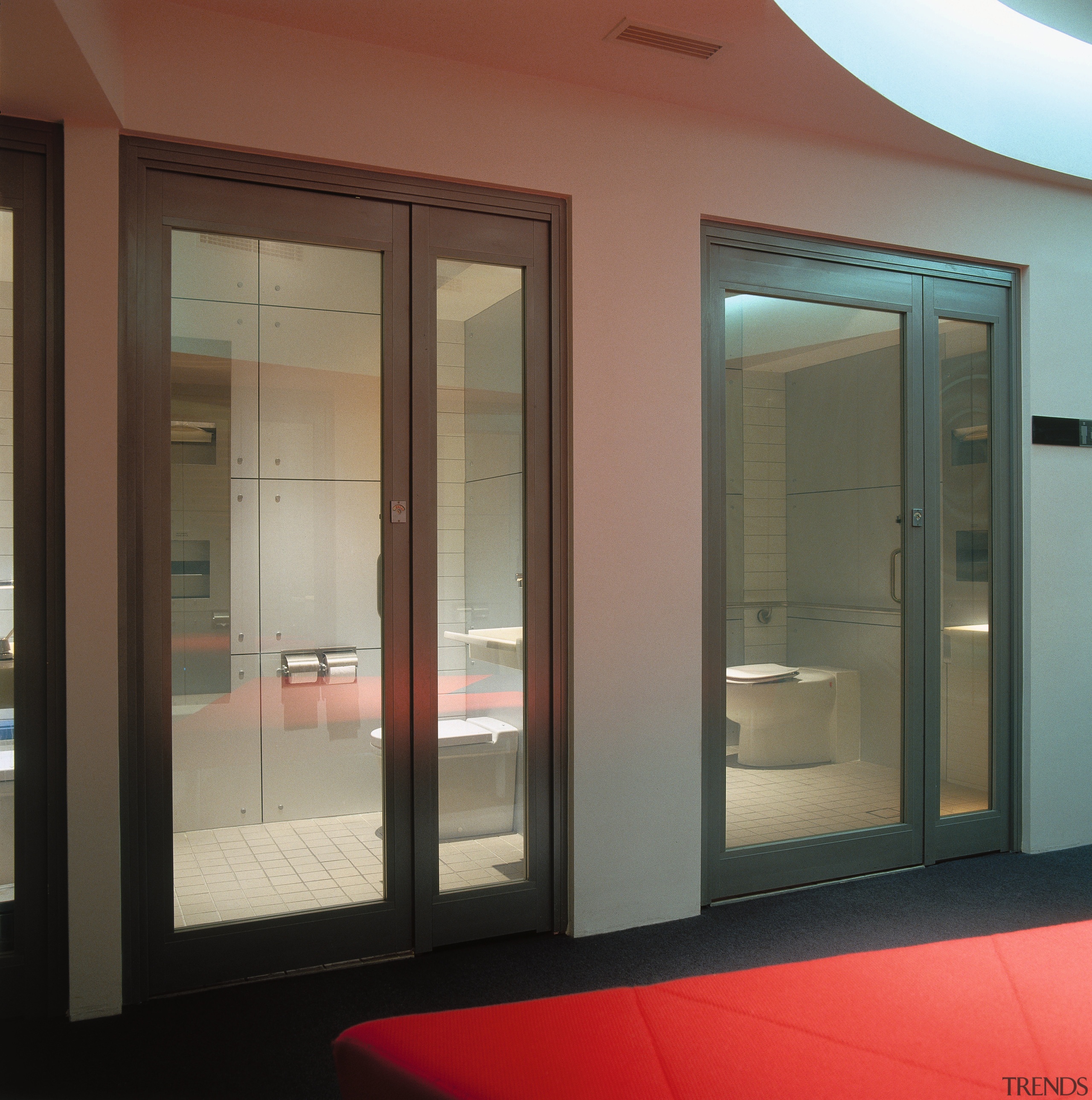 Hotel bathrooms with glass doors. - Hotel bathrooms door, glass, interior design, window, brown, gray, black