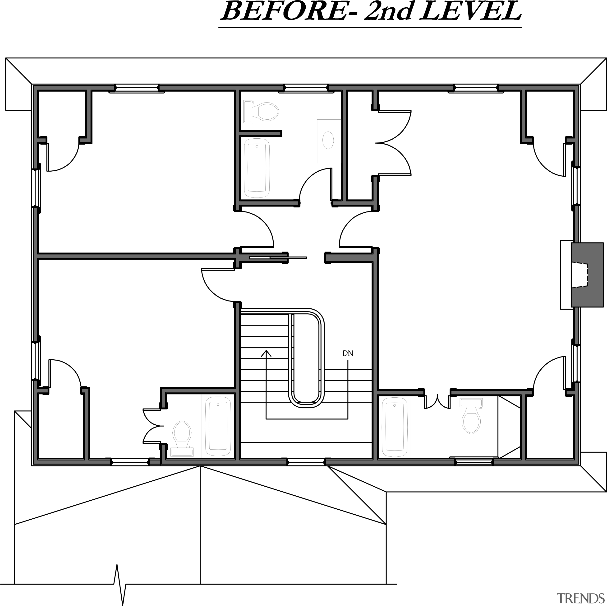 View of this remodeled home by Cruickshank Inc angle, area, black and white, design, diagram, drawing, floor plan, font, line, plan, product, product design, structure, technical drawing, text, white