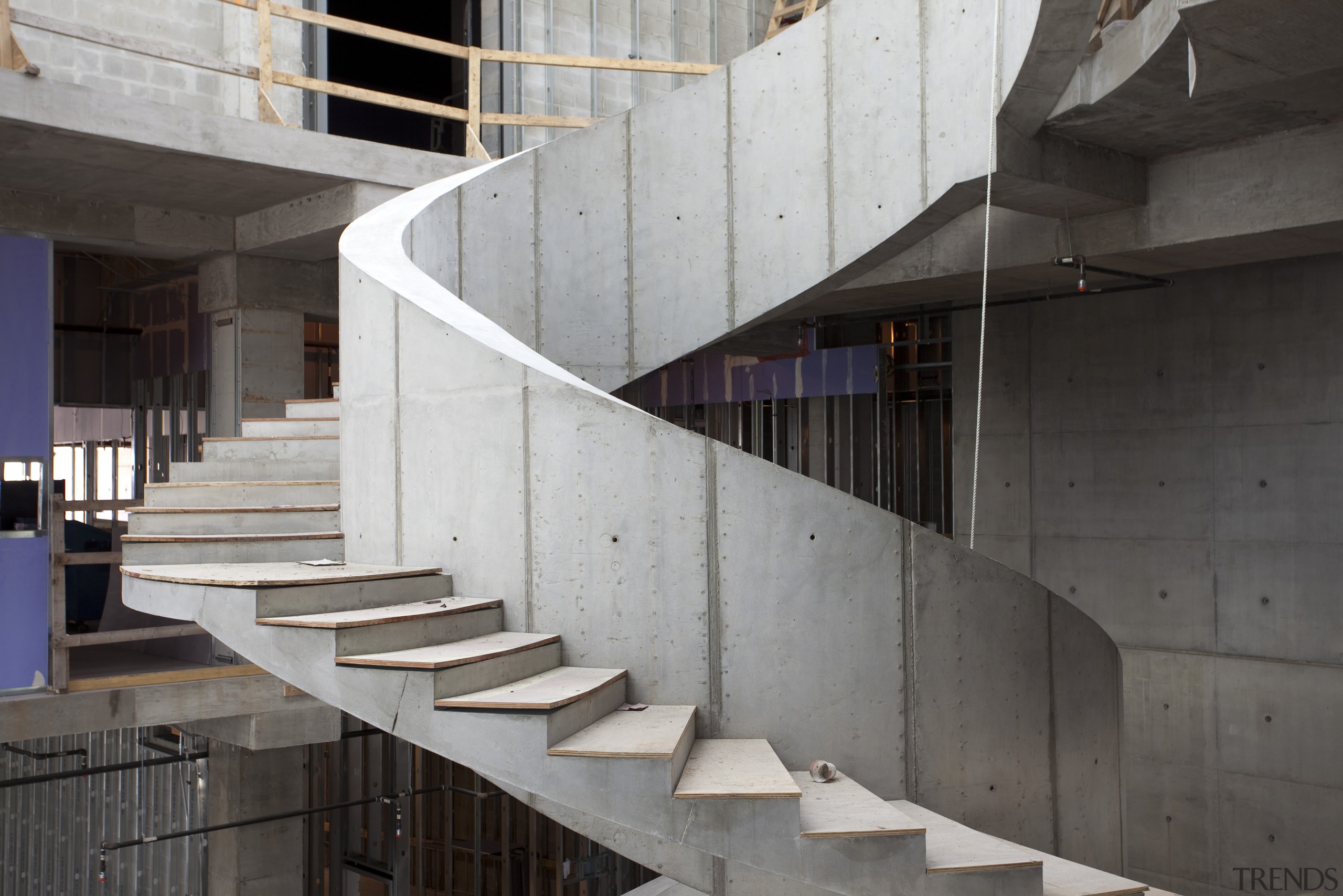 View of new art museum designed to house architecture, building, daylighting, handrail, stairs, structure, gray, black