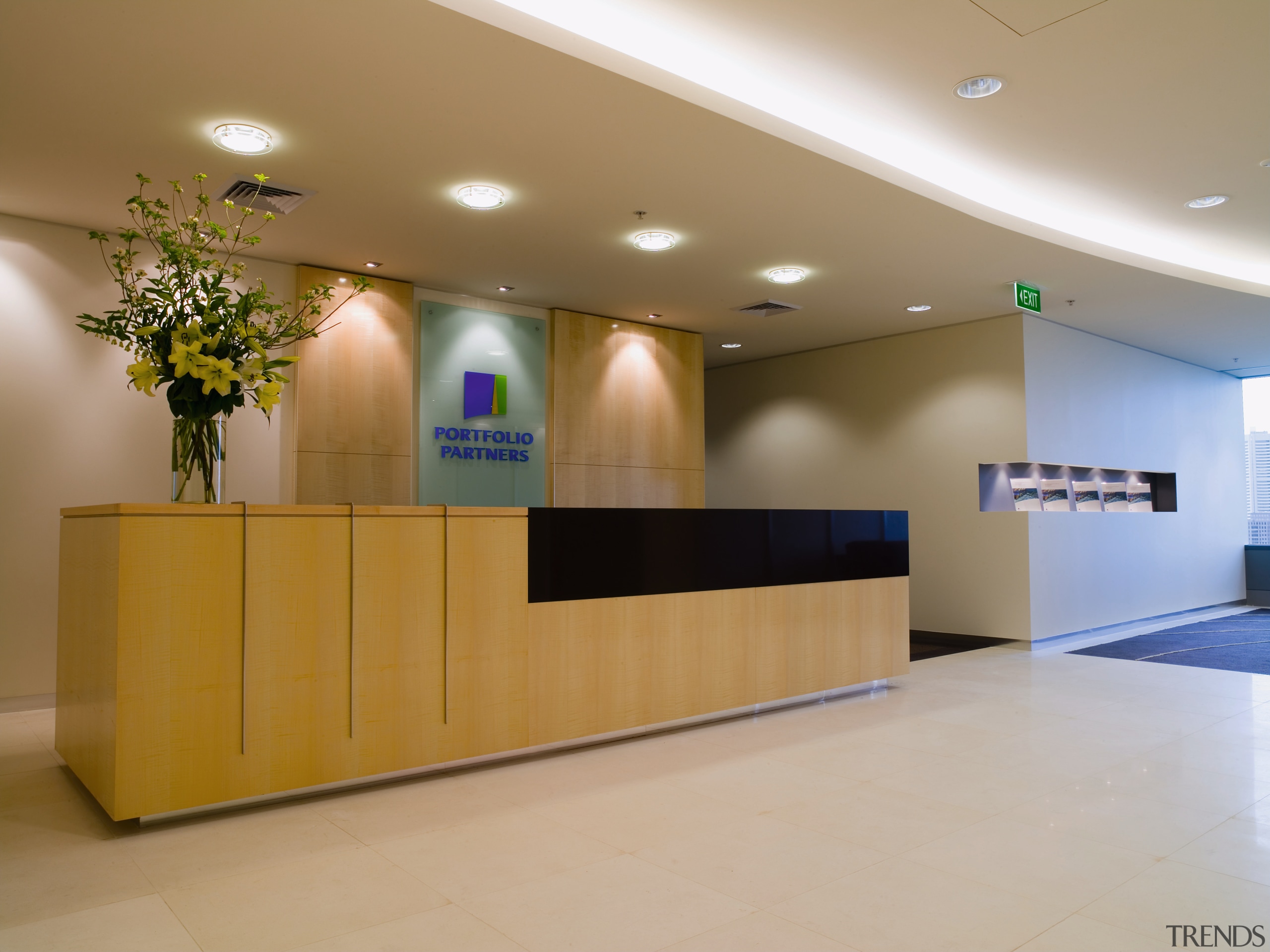 A view of the differnet interior used through ceiling, interior design, lobby, receptionist, brown