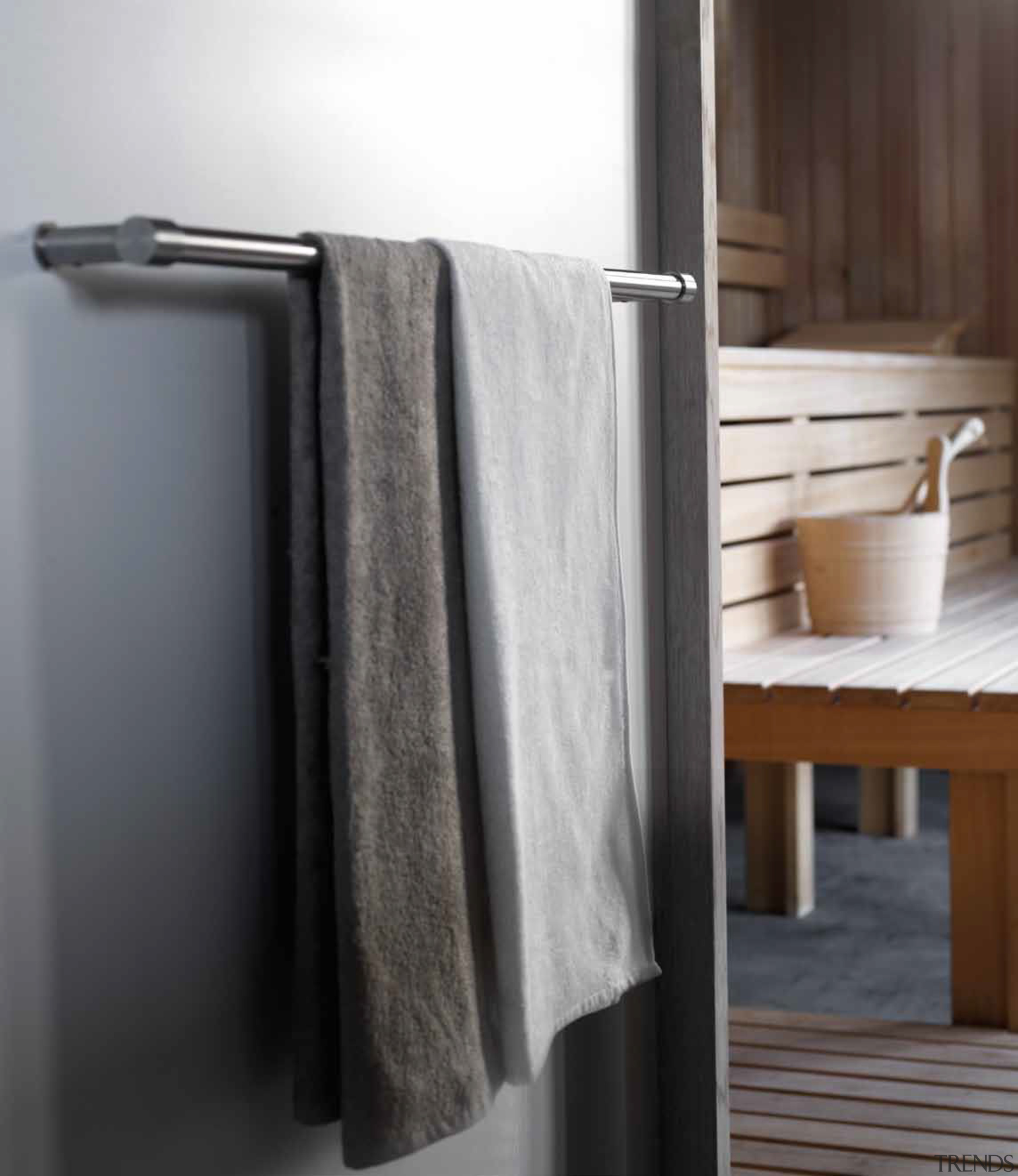 PB750 - Towel Bar. Satin Stainless Steel AISI floor, interior design, product design, textile, black, gray