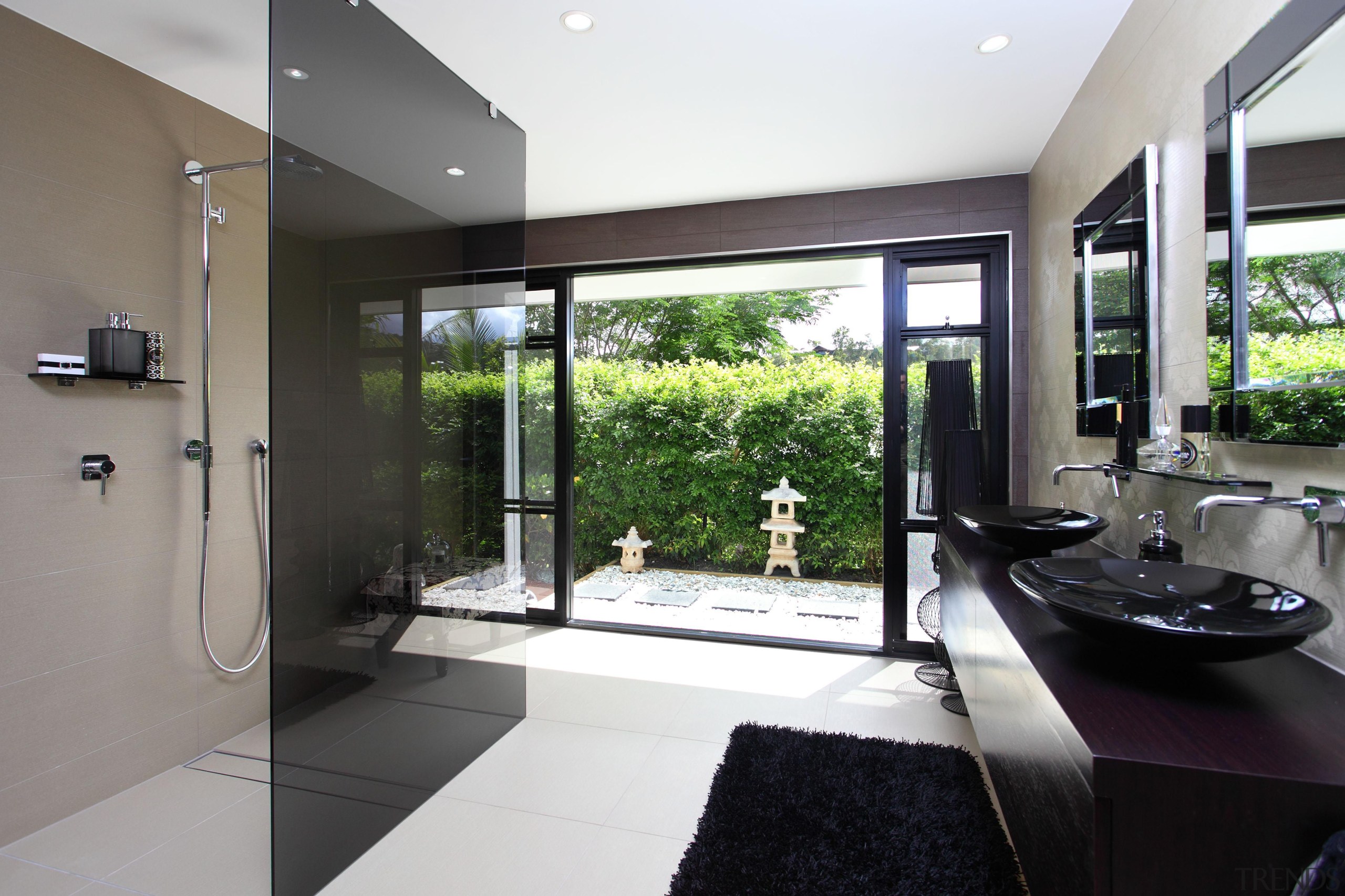 Winner Bathroom Design of the Year Queensland 2013 architecture, estate, floor, house, interior design, property, real estate, window, white, black, gray