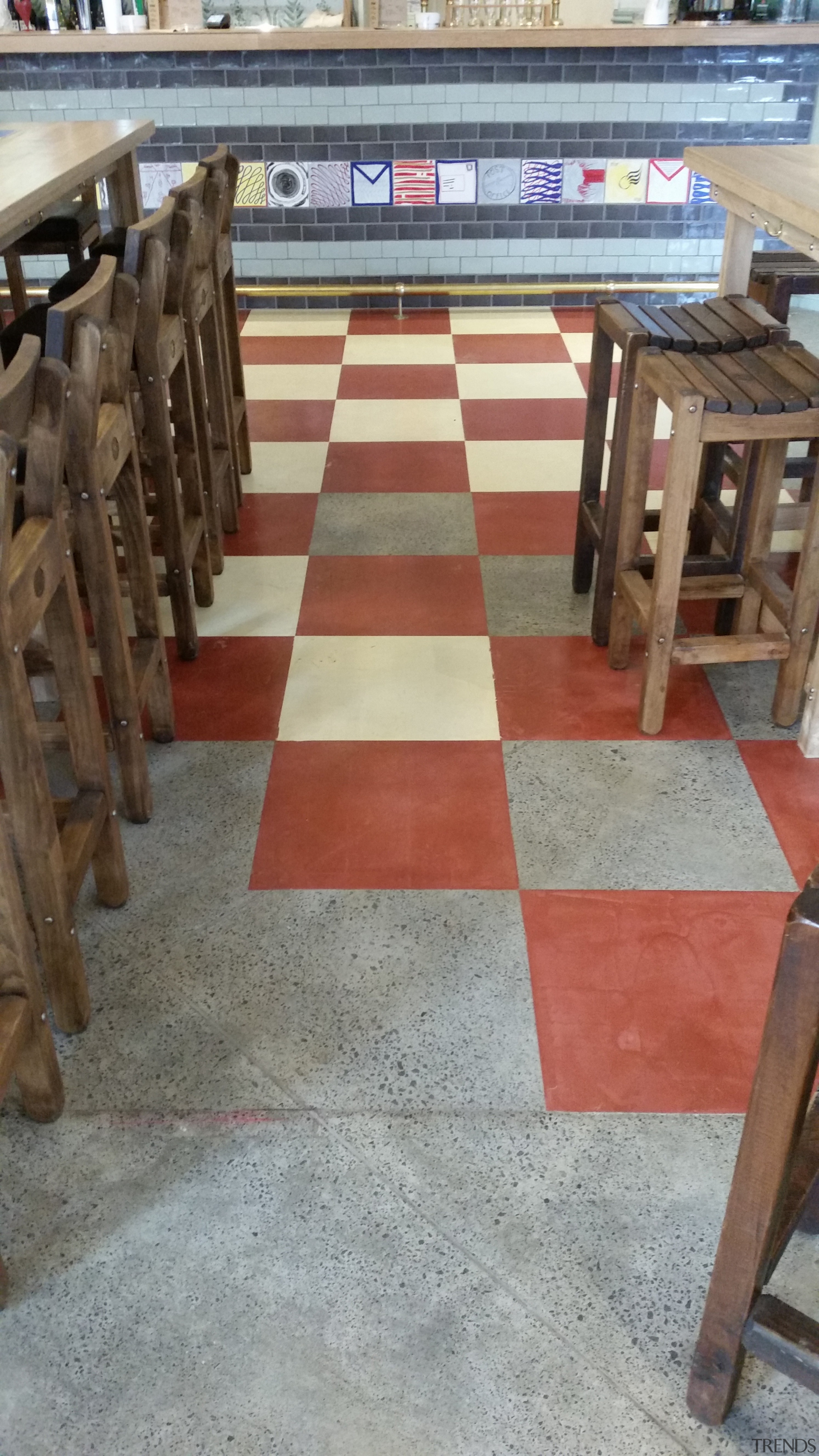 Micro Topping done at Toby Jugg Inn - chair, floor, flooring, furniture, hardwood, table, tile, wood, wood stain, gray