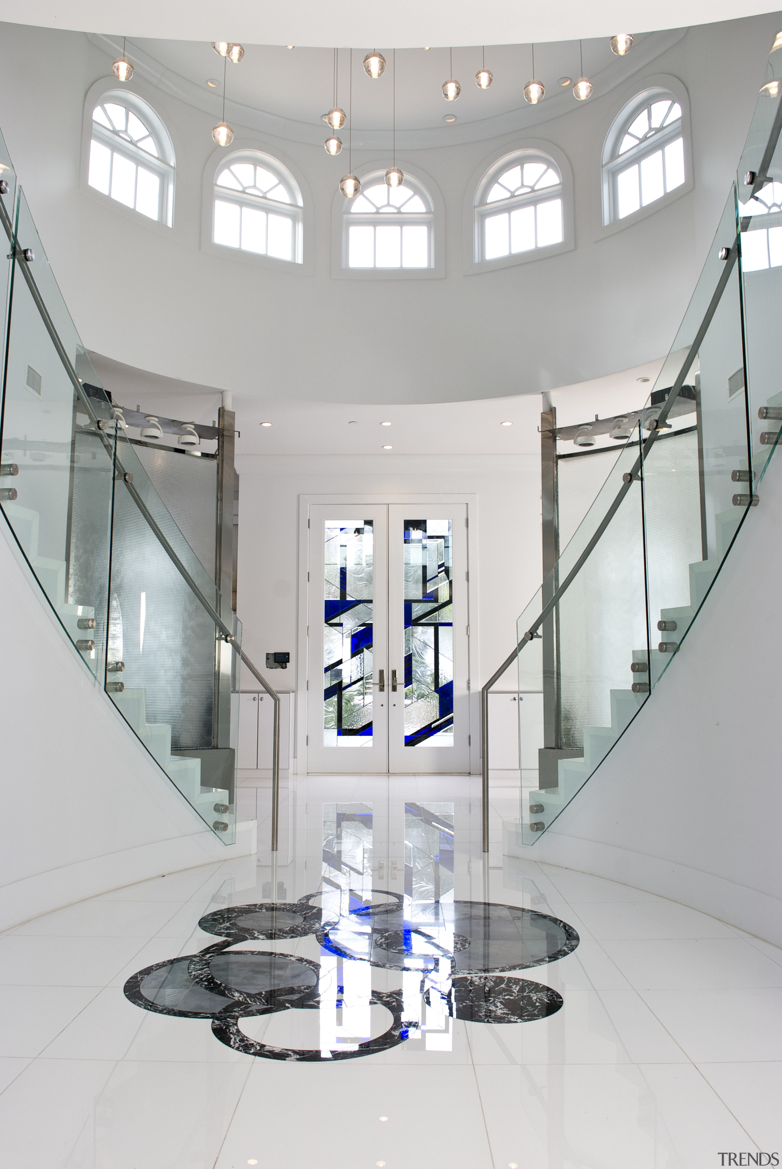 View of a house designed by Architectural Annex architecture, ceiling, daylighting, glass, interior design, product design, tourist attraction, gray, white