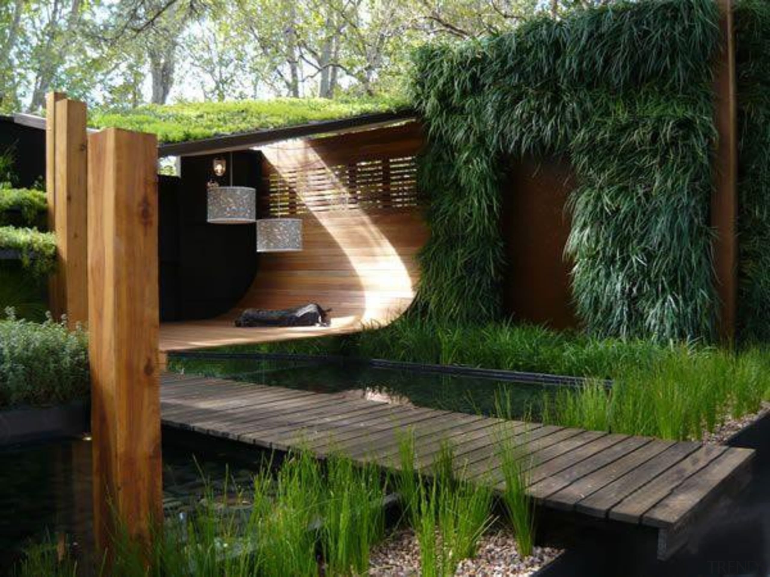 Living Wall - Vertical Garden - architecture | architecture, backyard, grass, house, outdoor structure, plant, shed, tree, wood, yard, green, brown