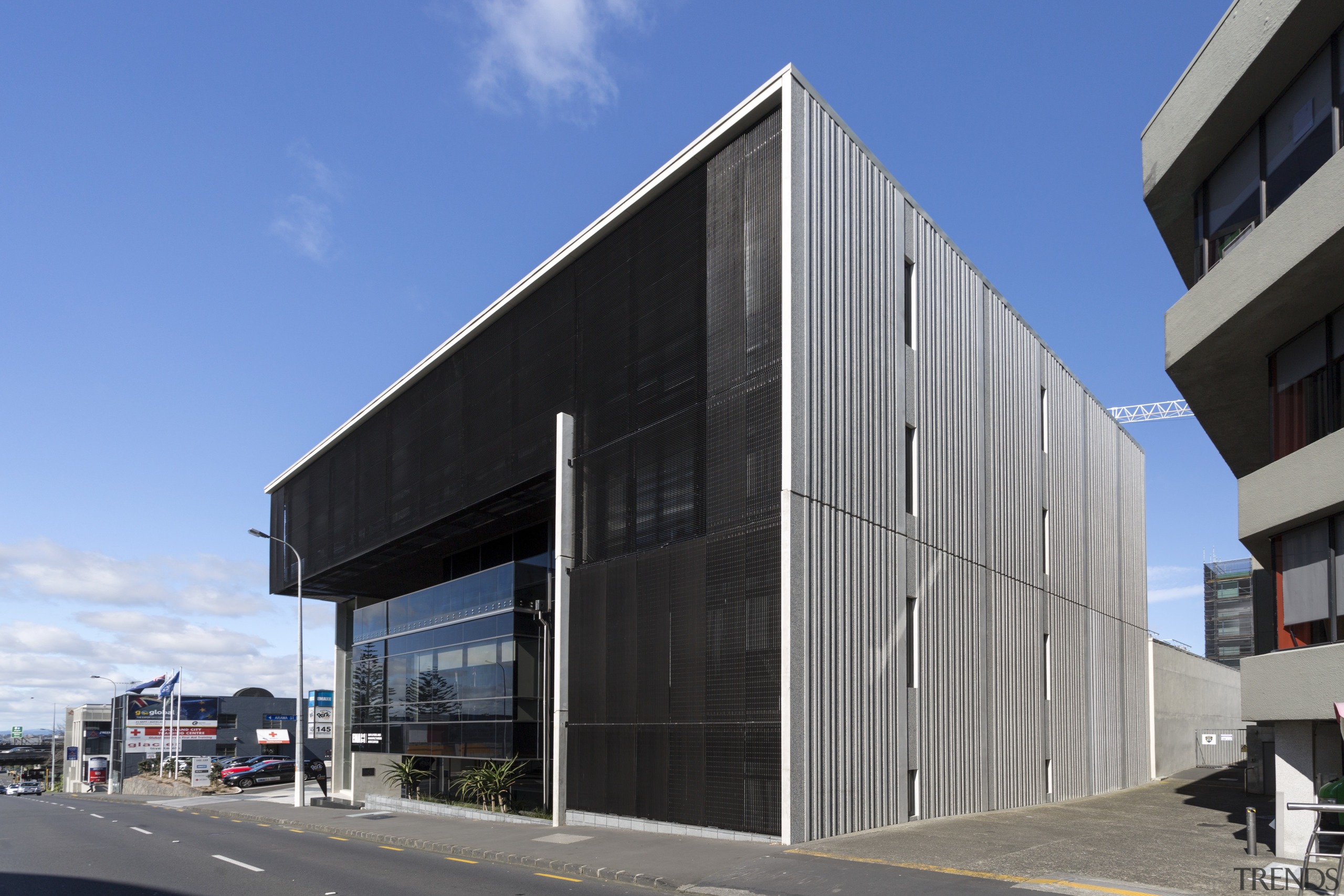 The new EMA Head Office Seminar Centre and architecture, building, commercial building, corporate headquarters, facade, headquarters, house, real estate, sky, teal