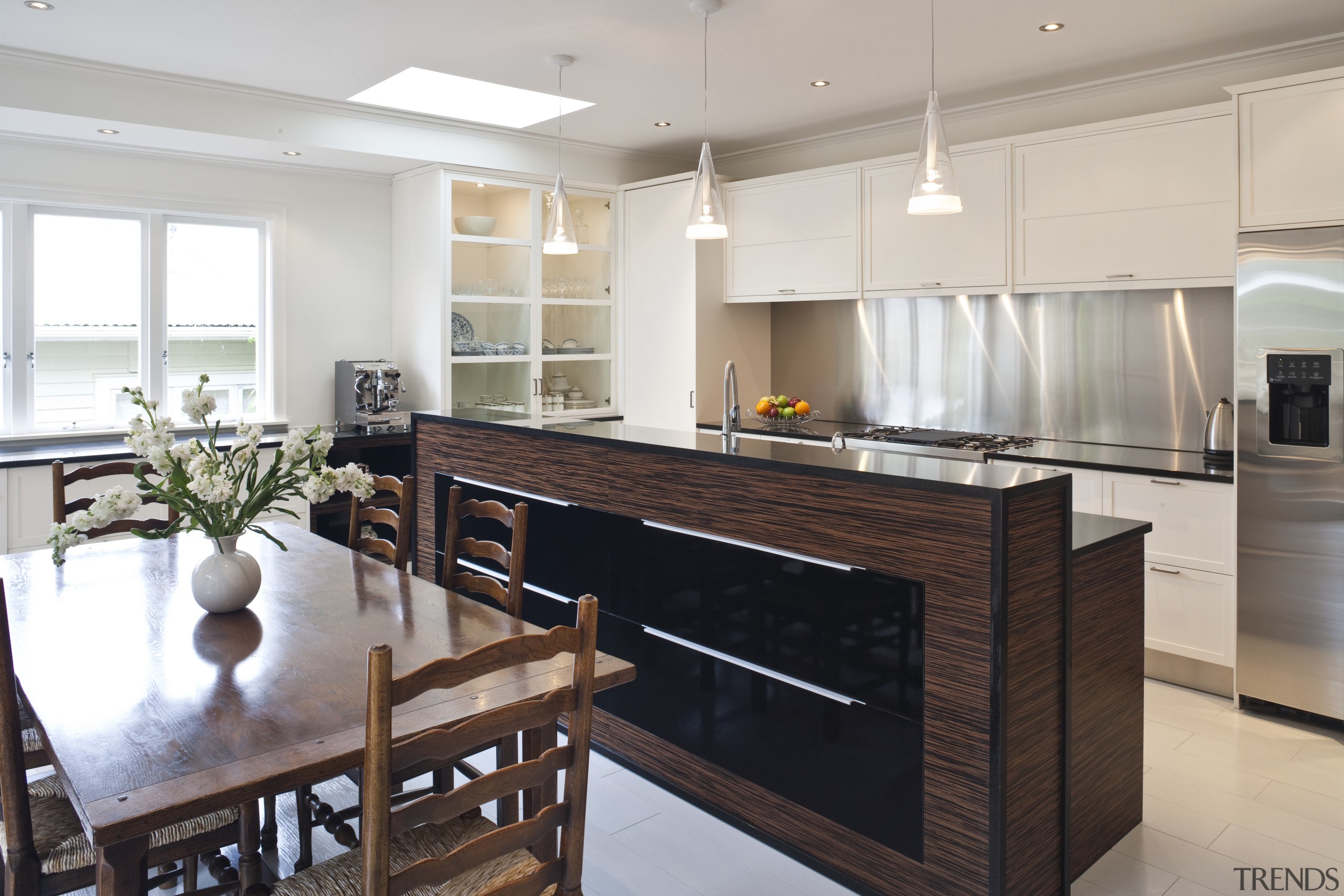 This renovated kitchen features indian black granite benchtops, cabinetry, countertop, cuisine classique, interior design, kitchen, room, gray