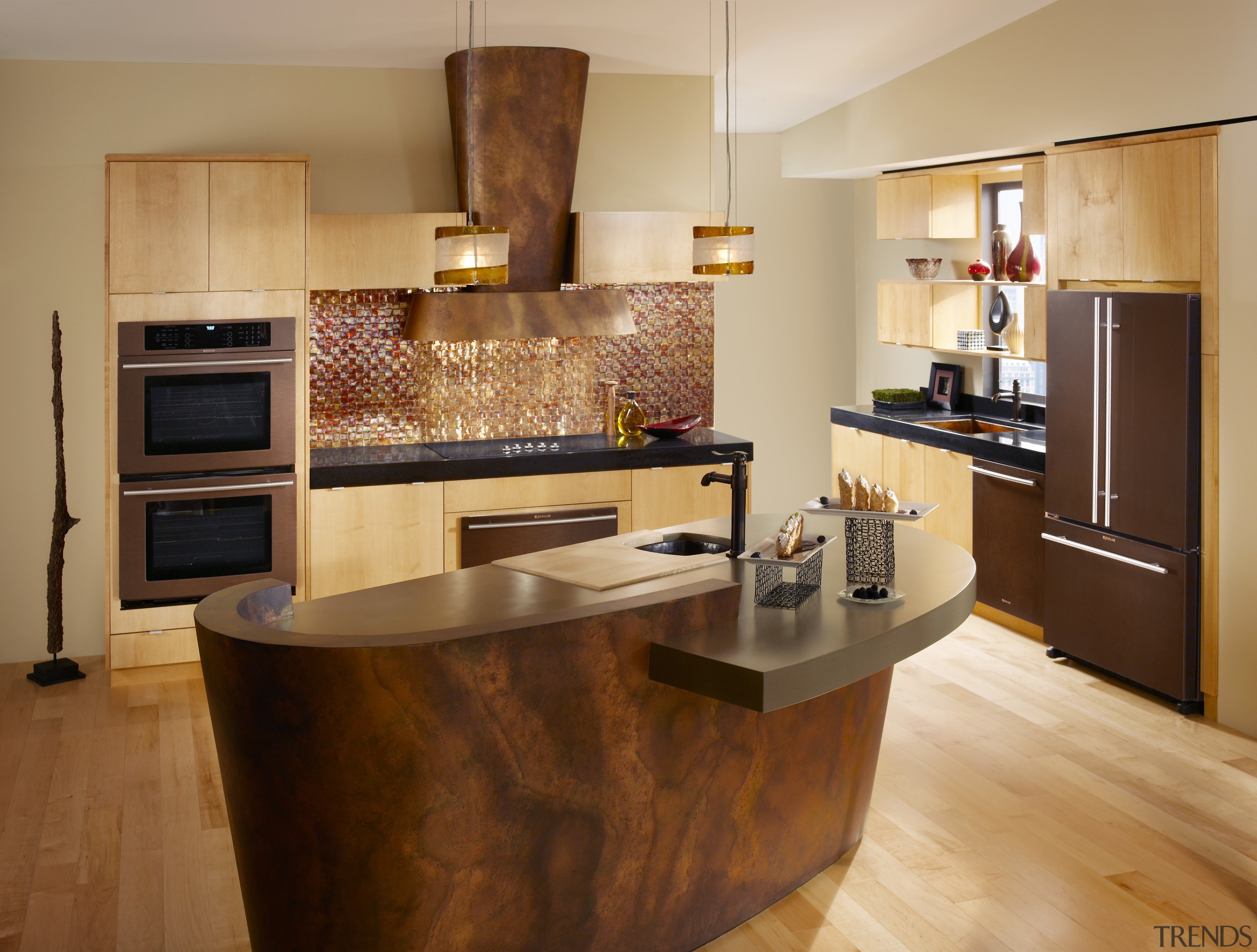 Bronze contemporary kitchen - Bronze contemporary kitchen - cabinetry, countertop, cuisine classique, floor, flooring, hardwood, interior design, kitchen, room, wood flooring, orange, brown