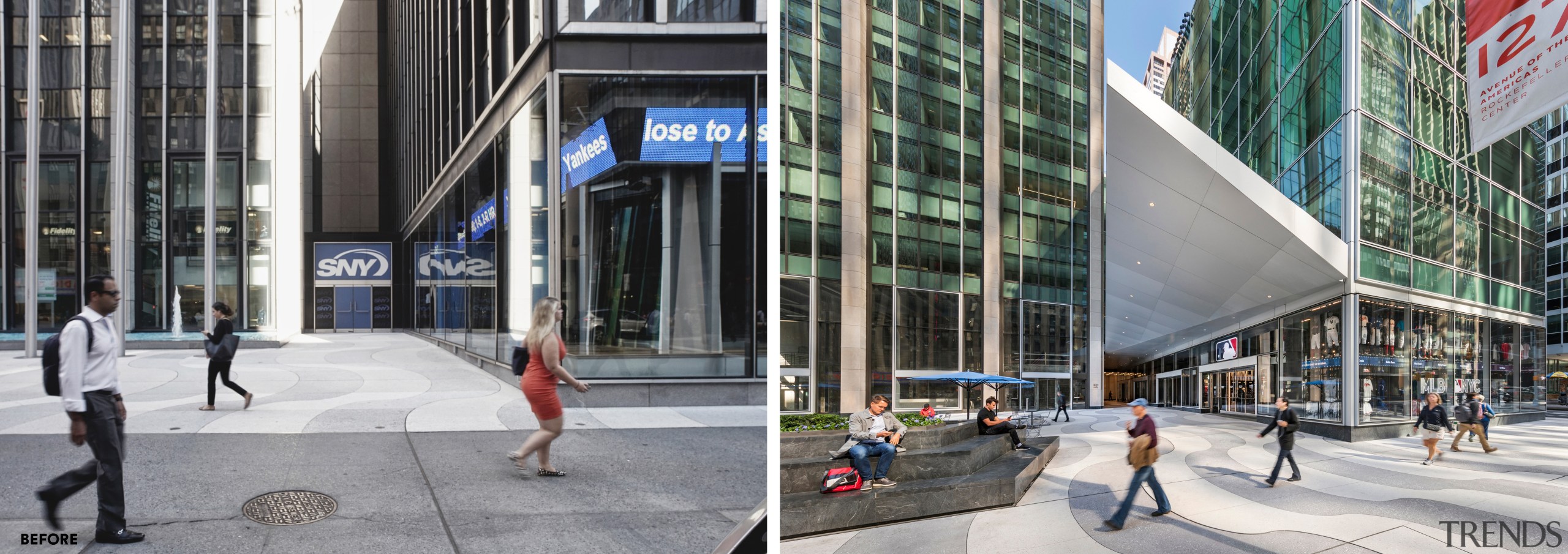 Before and after: new canopy over reopened breezeway. 