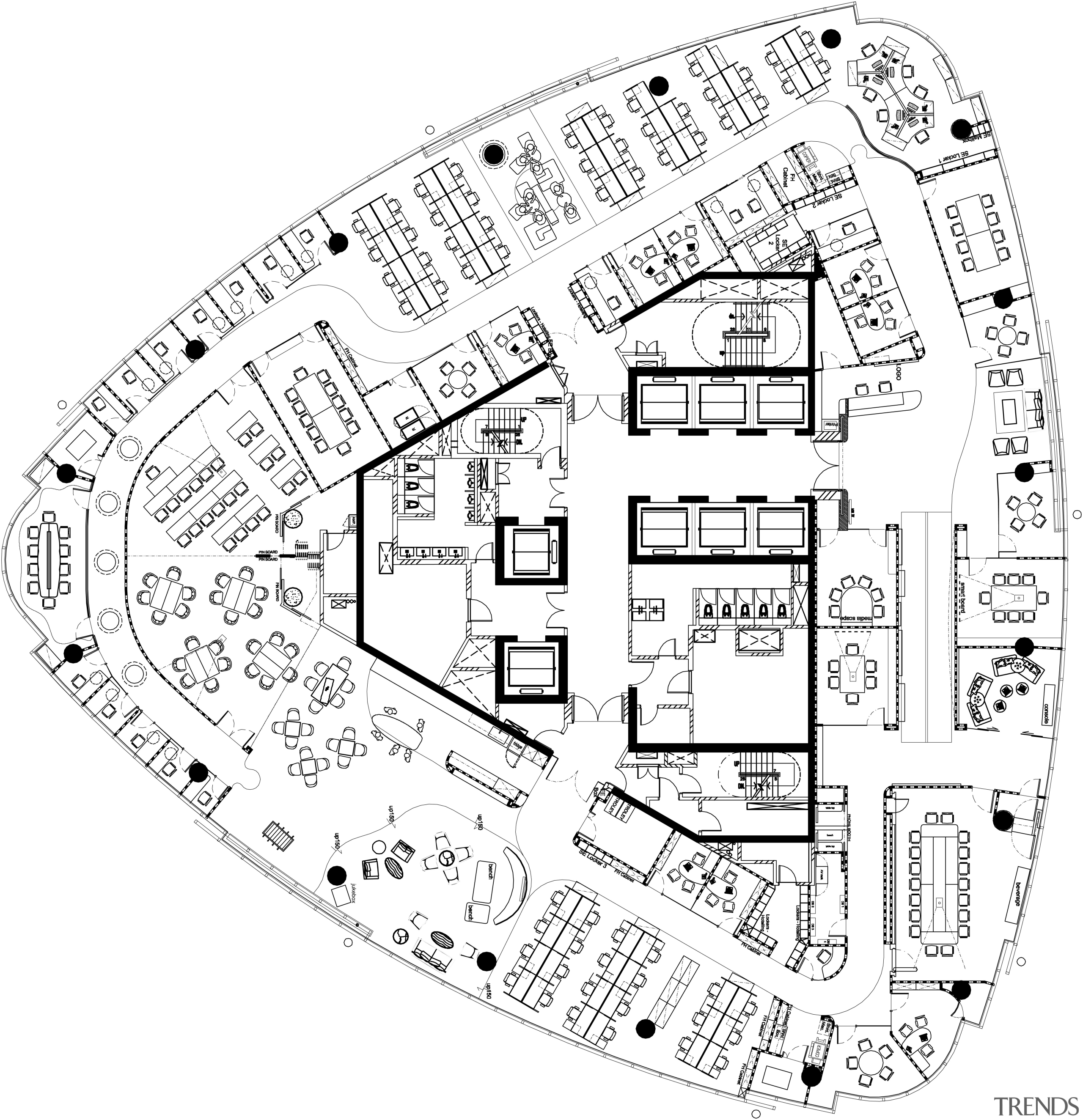 View of the Accenture office in Kuala Lumpur, area, black and white, diagram, drawing, floor plan, font, line, music, plan, product design, structure, text, white