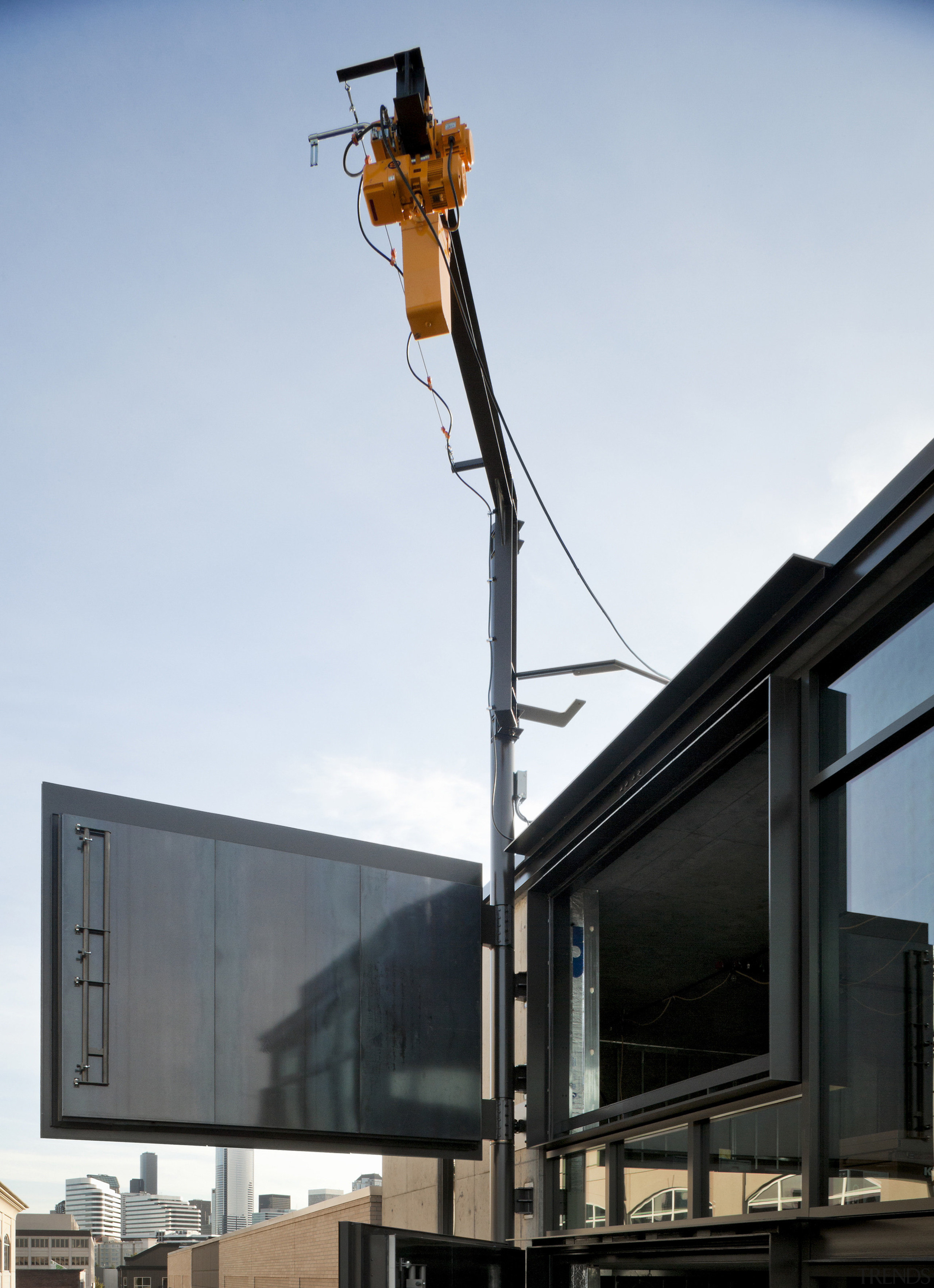 Close up of exterior being constructed. - Close sky, street light, white