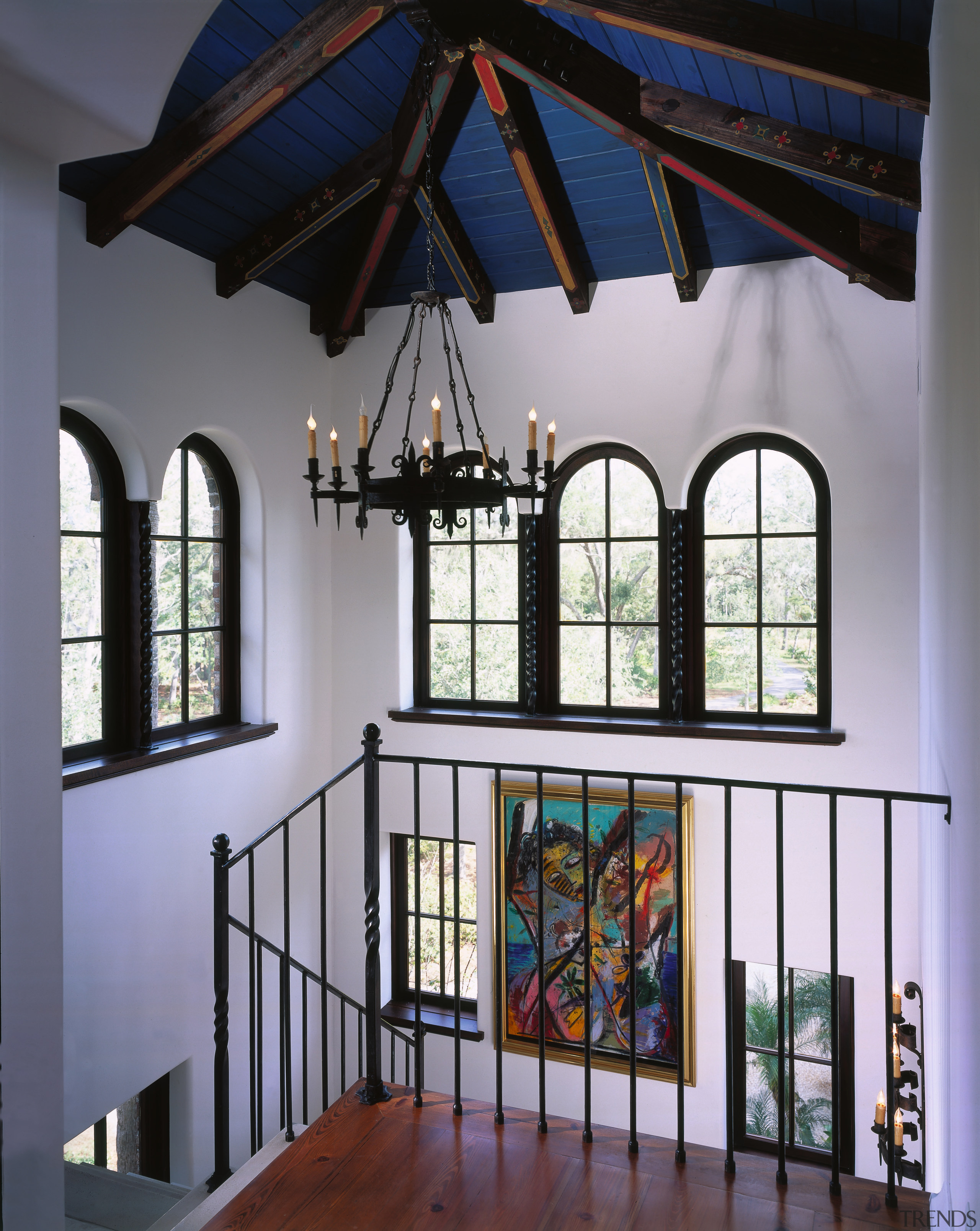 A dominant structure within the home, the staircase ceiling, daylighting, estate, glass, handrail, home, interior design, iron, window, gray, black