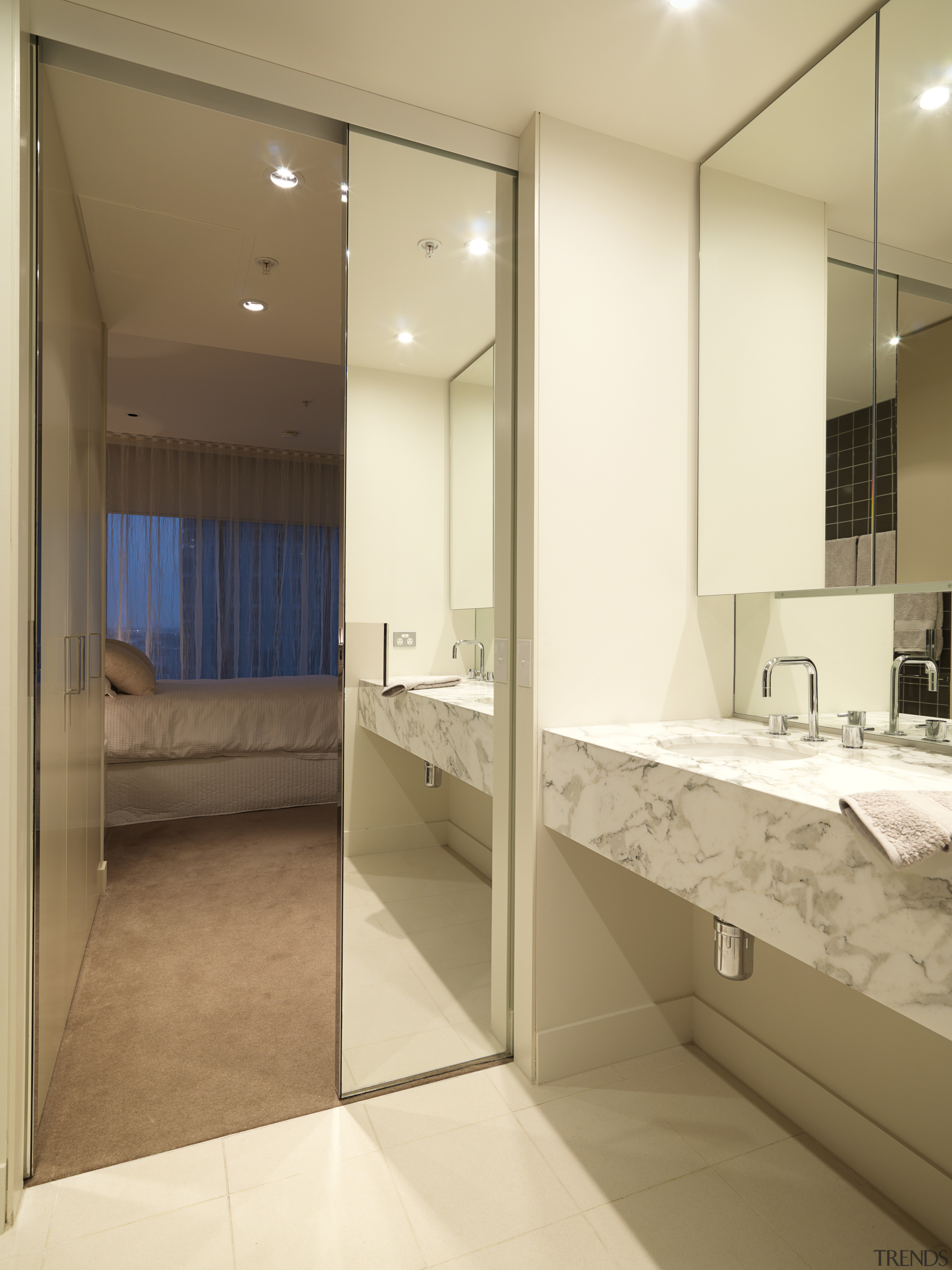 View of an apartment by interior designer Jane bathroom, floor, interior design, room, sink, brown, yellow