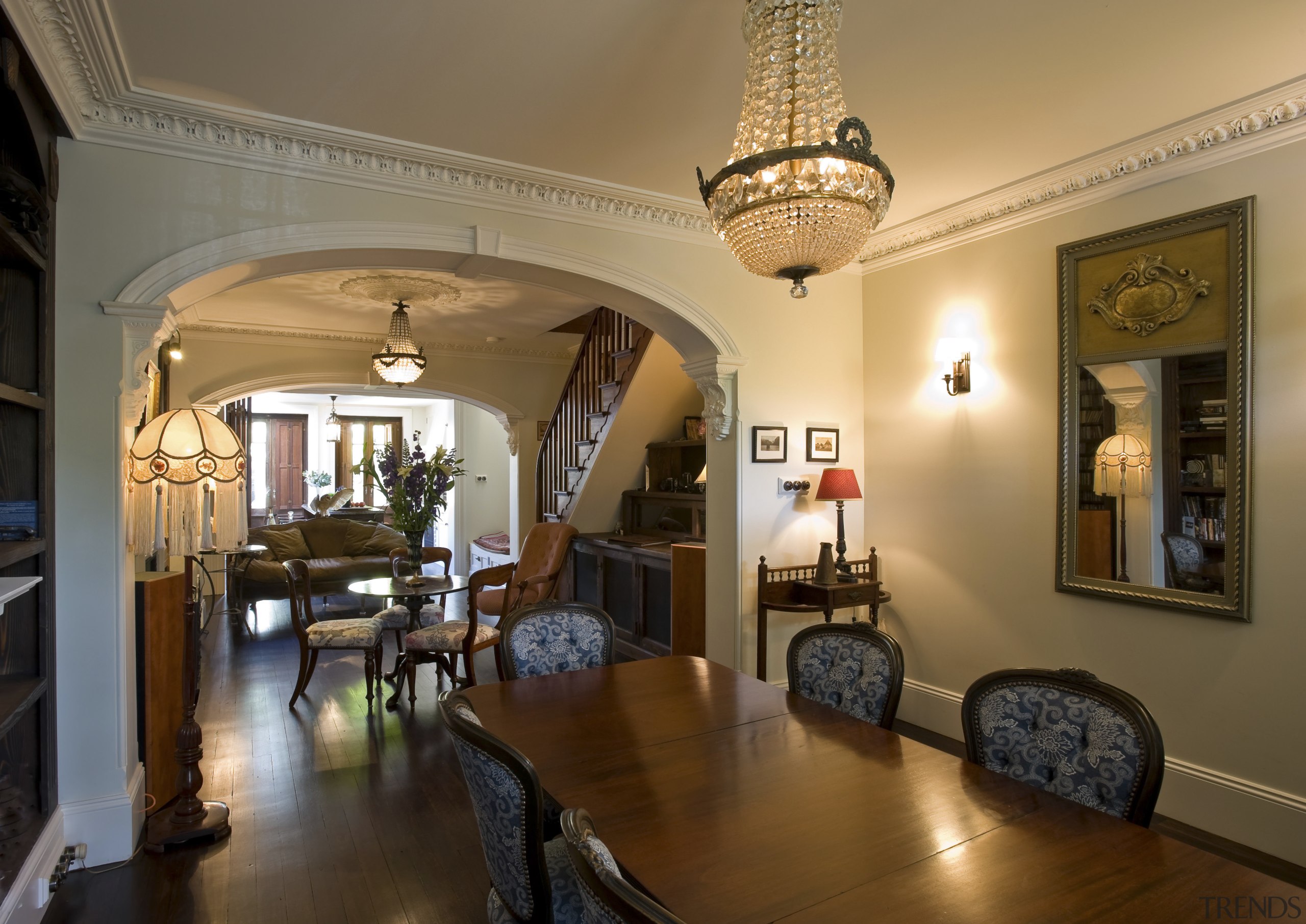 Architect Maddalena Vienna, principal of Vienna Design reinstated ceiling, dining room, estate, home, interior design, living room, lobby, property, real estate, room, brown