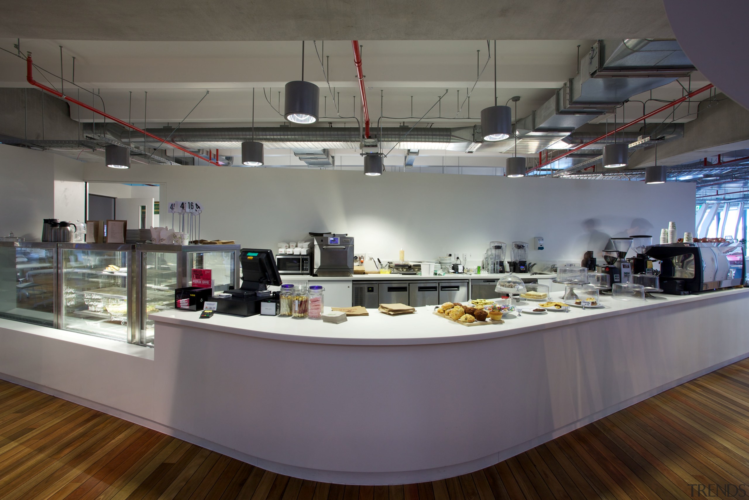 ASB North Wharf joinery by Sage Manufacturing - cafeteria, interior design, retail, gray