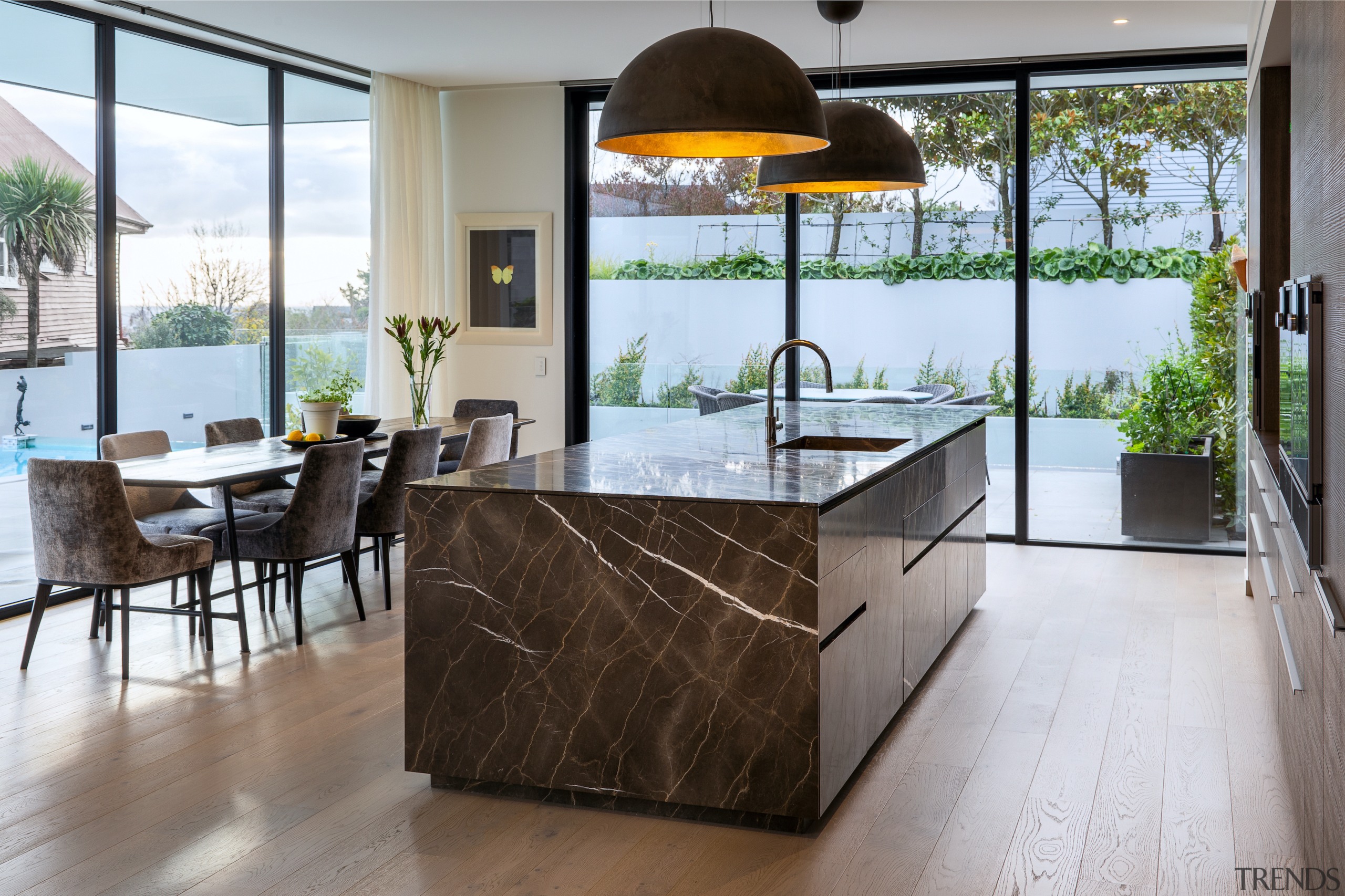 The island presents as a solid block from 