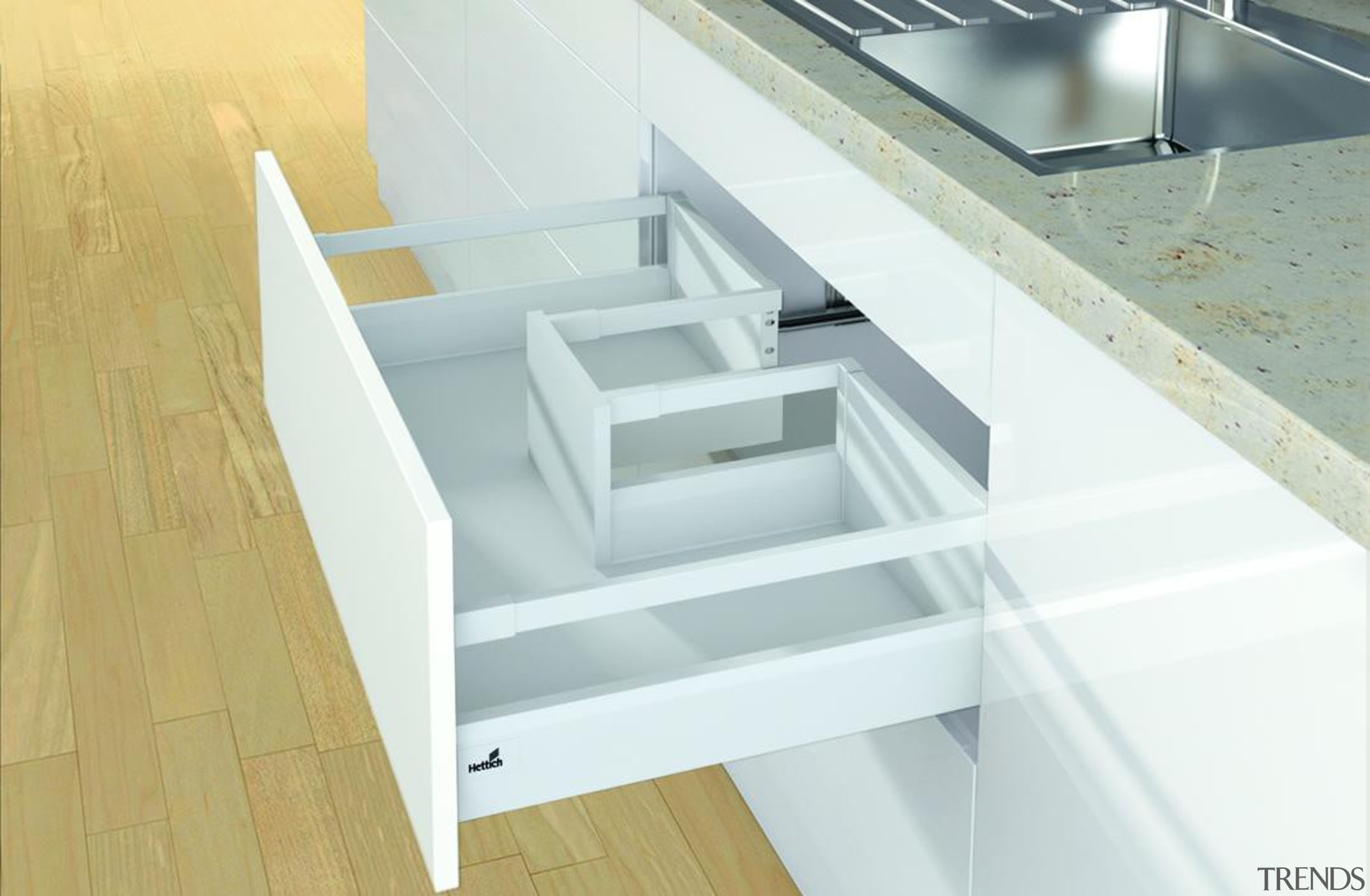 Using one and the same side profile, drawers angle, drawer, floor, furniture, product, product design, shelf, stairs, table, white