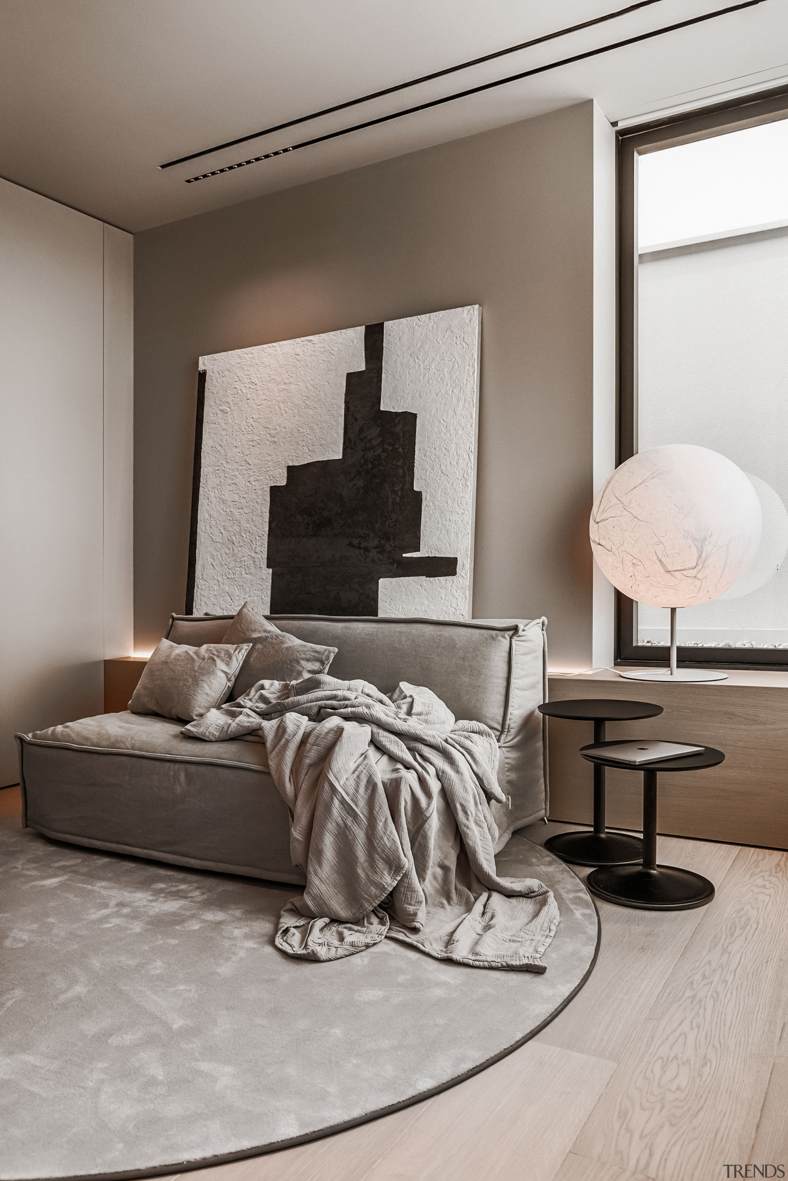 The interior is replete with art and sculpture. 