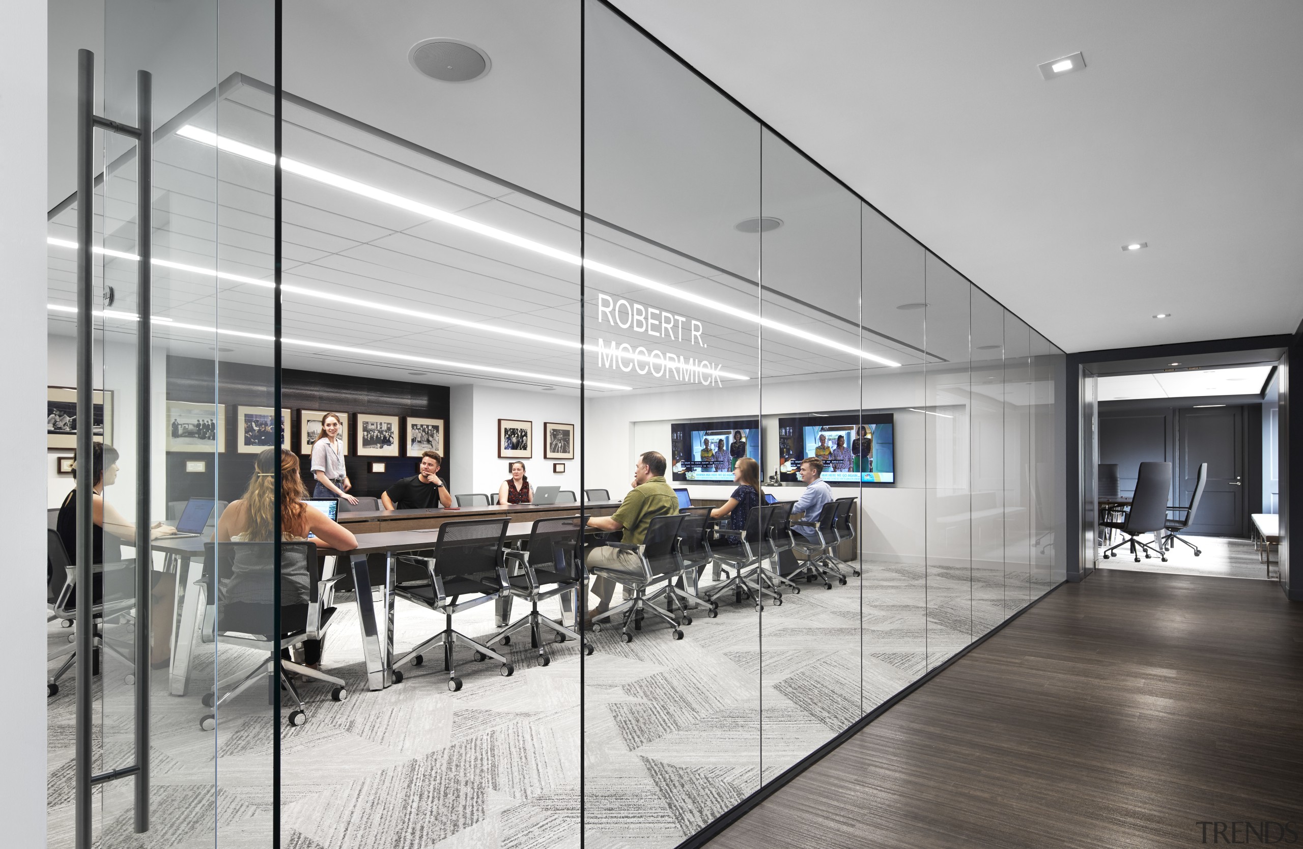 On the first floor of the Chicago Tribune’s interior design, Chicago Tribune,  premises, meeting rooms, conference room, Eastlake Studios