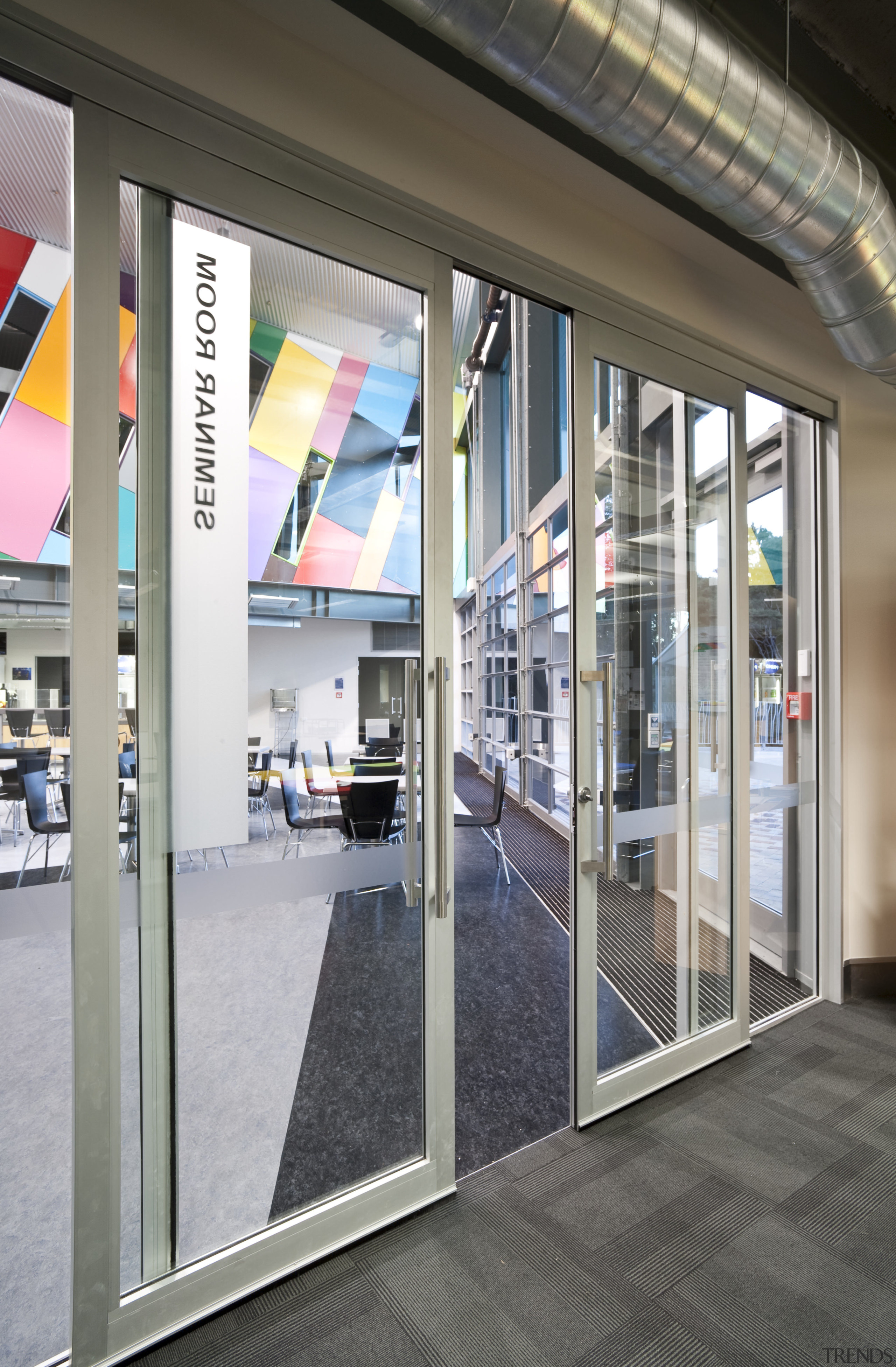 Interior view of the entrance way - Interior door, glass, window, gray