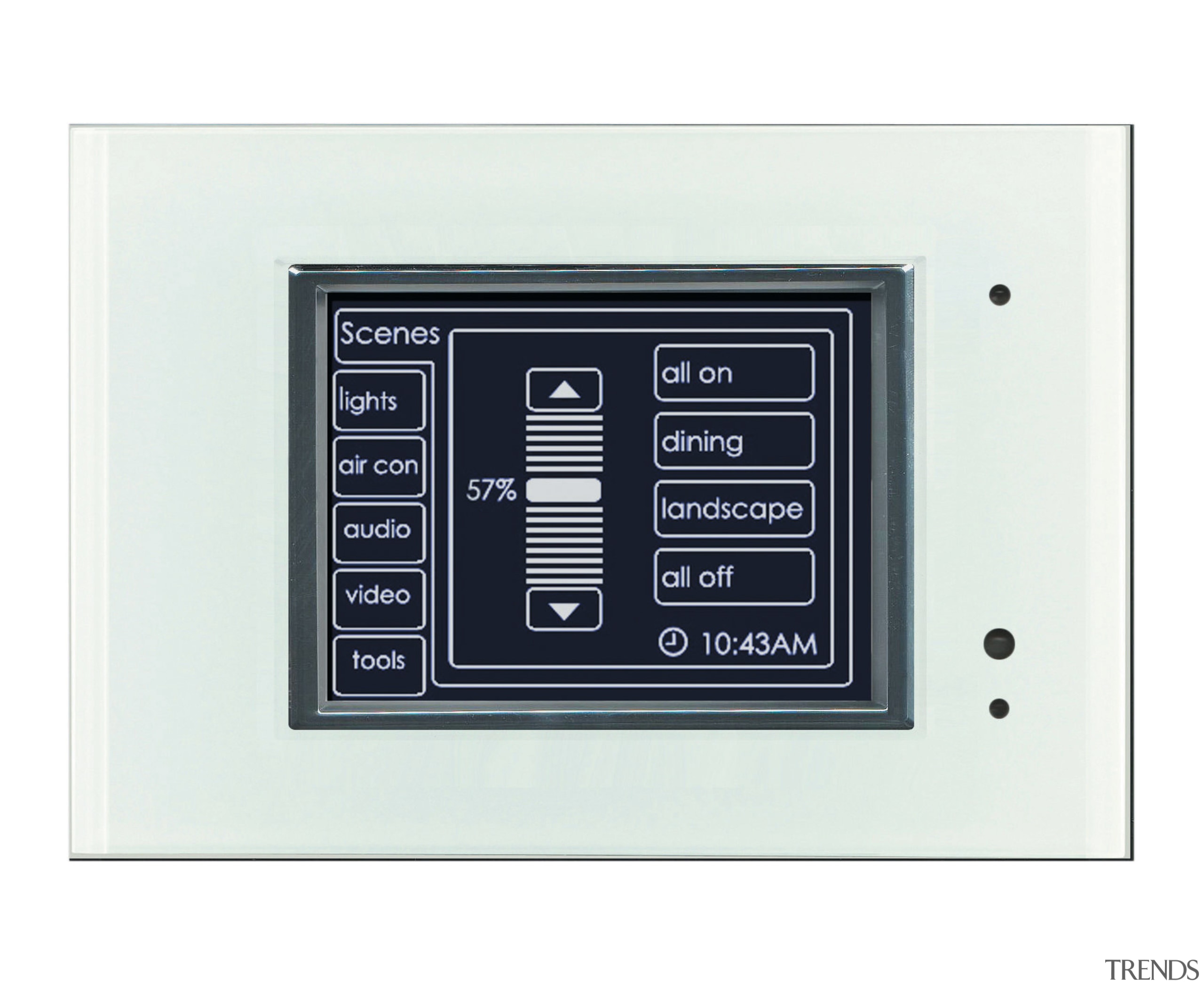 image of Clipsal's C-Bus electronic control pad which electronic device, multimedia, product, product design, technology, white