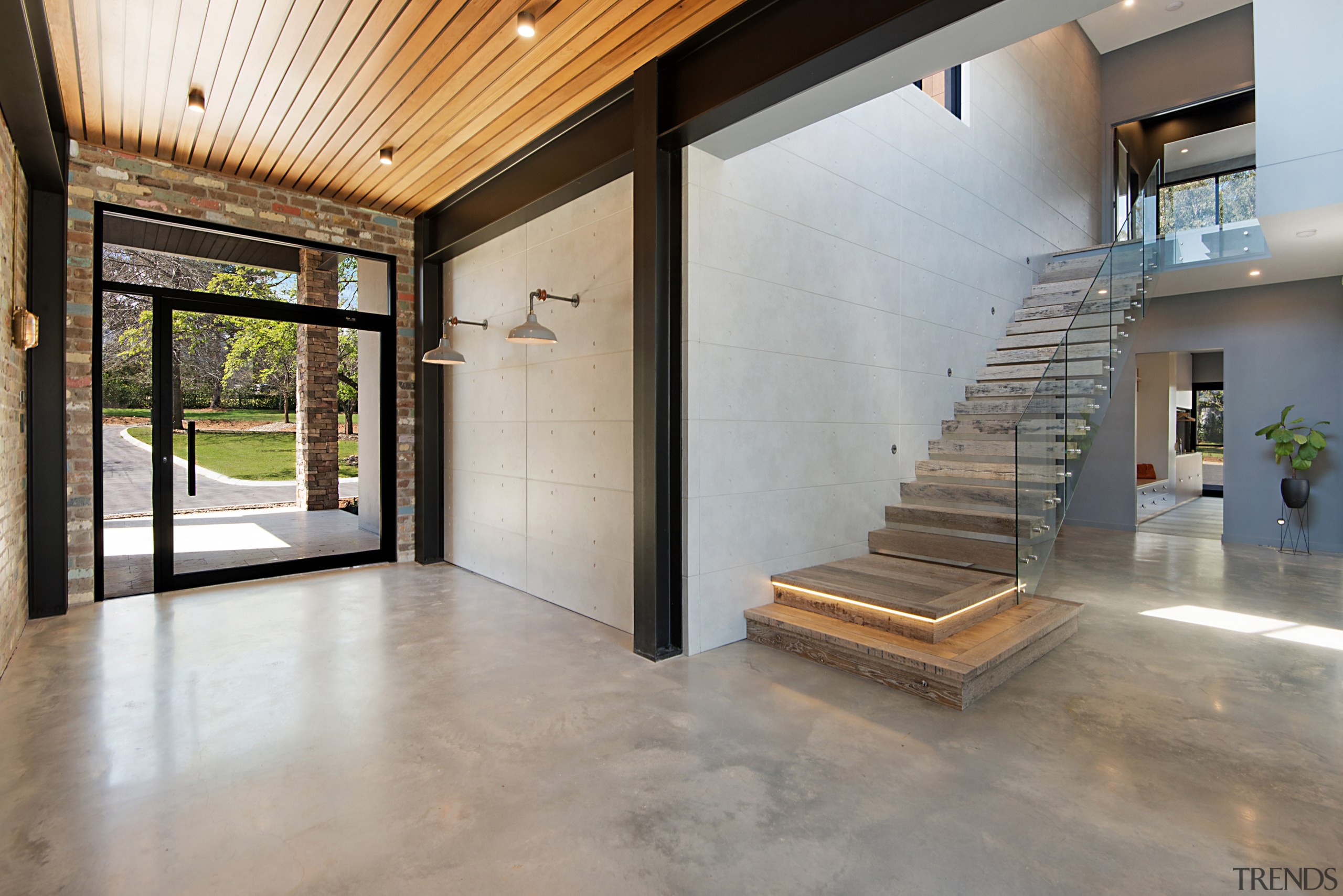 A timber ceiling adds to the presence of 