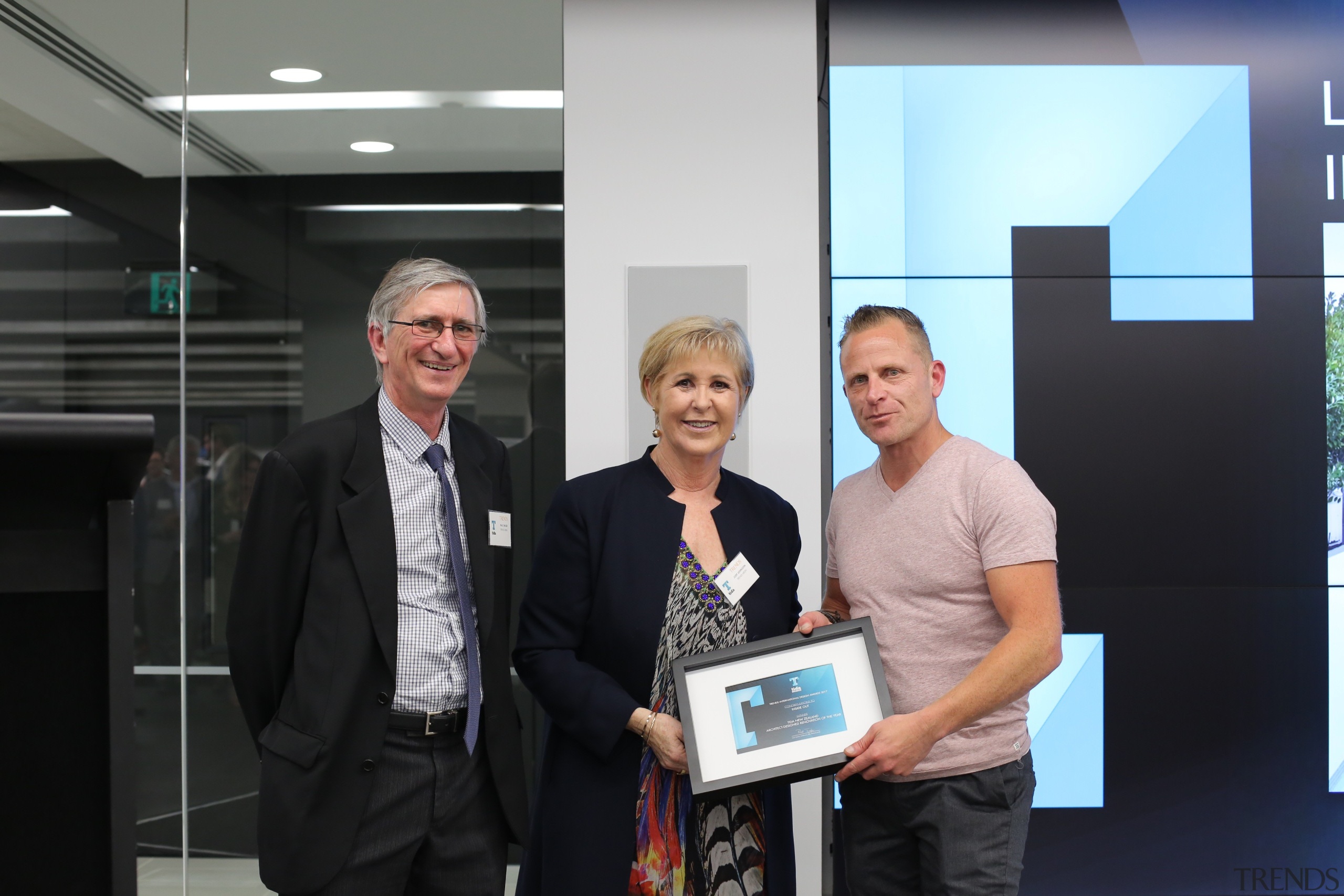 Paul Taylor, Judy Johnson and award winner Andy business, business executive, collaboration, communication, electronic device, energy, entrepreneur, public relations, technology, black, gray