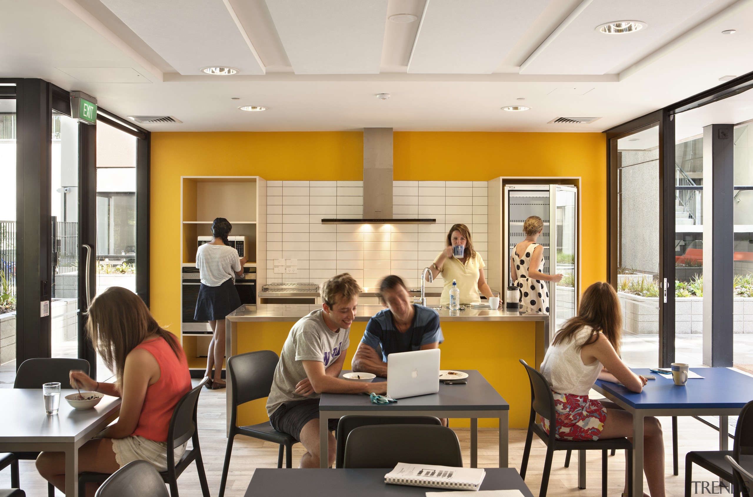 Carlaw Park Student Village in Auckland accommodates students classroom, institution, interior design, white