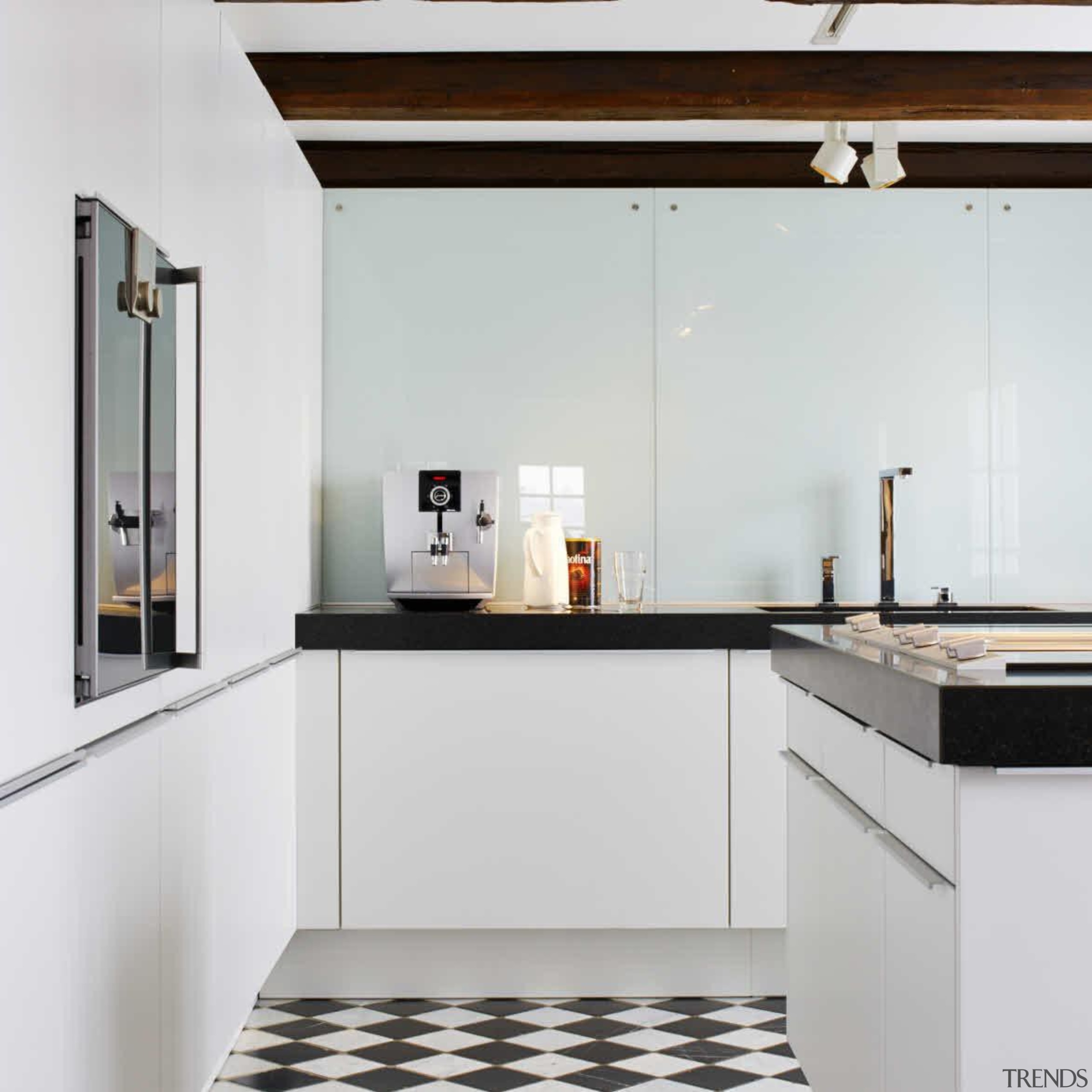 Black and White Kitchen IdeasFor more information, please countertop, home appliance, interior design, kitchen, white