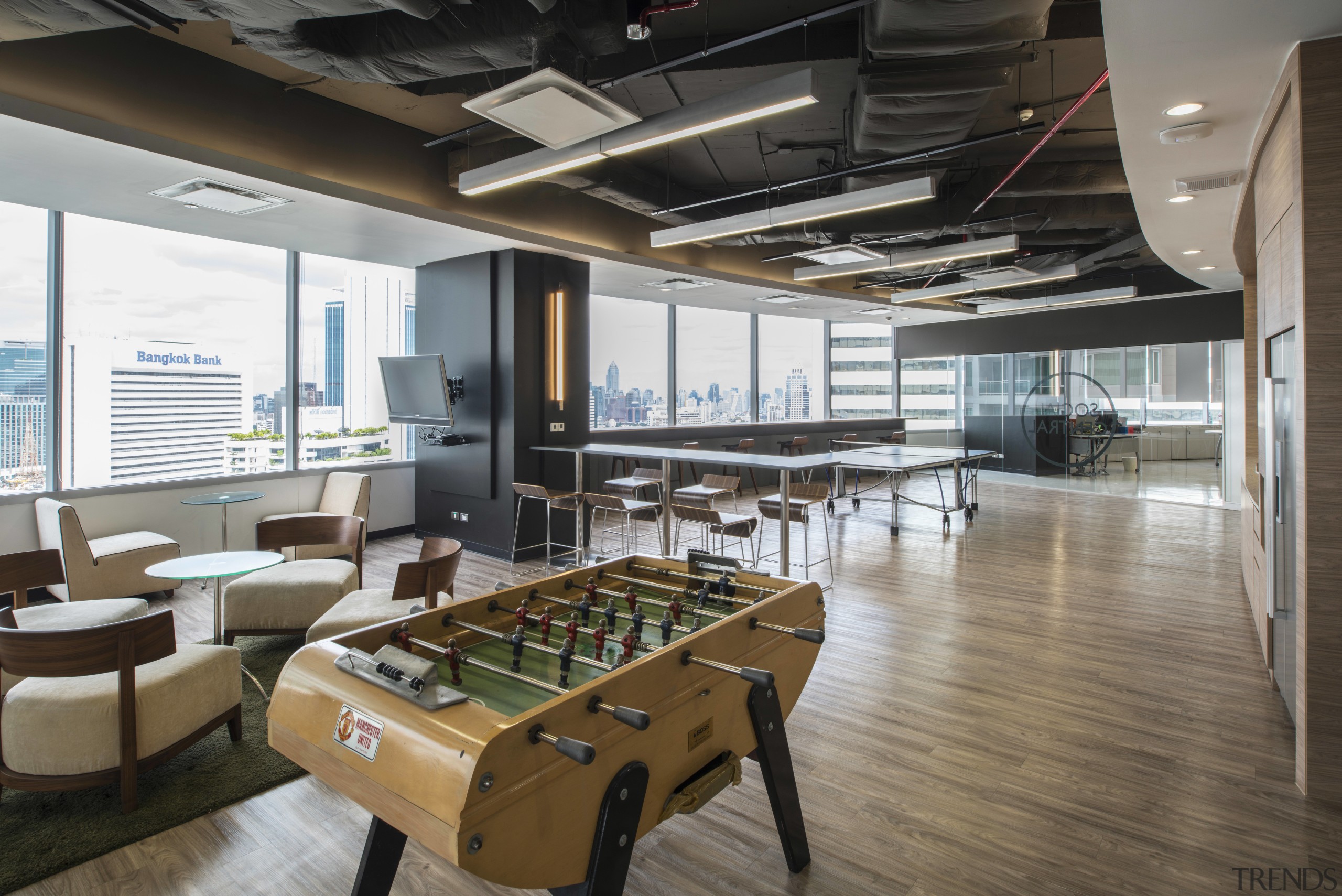 Social Central at McCann Worldgroup offices in Bangkok interior design, black, gray
