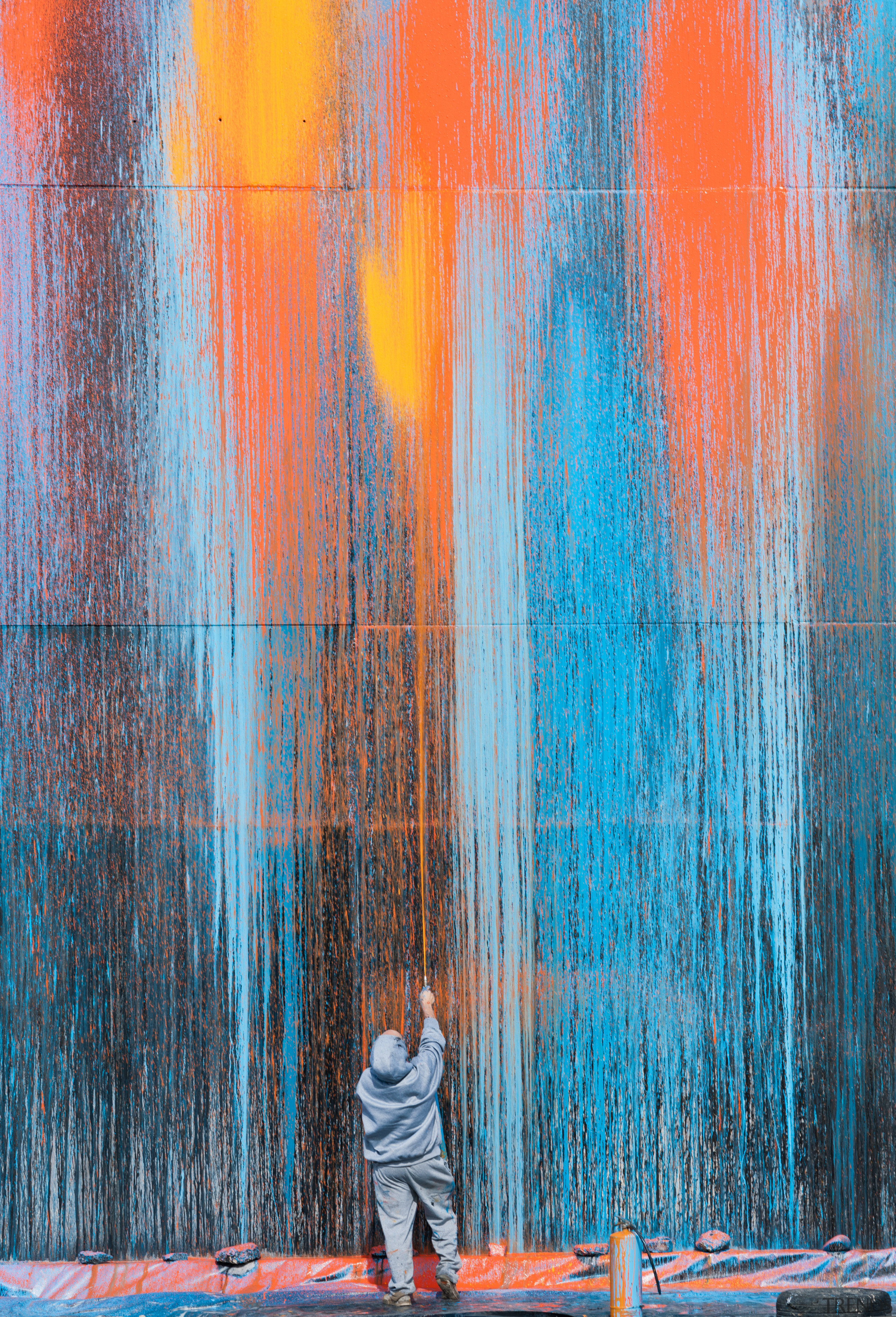 Ash Keating, Concrete Propositions is a Gap Filler art, blue, modern art, painting, sky, tree, water, teal