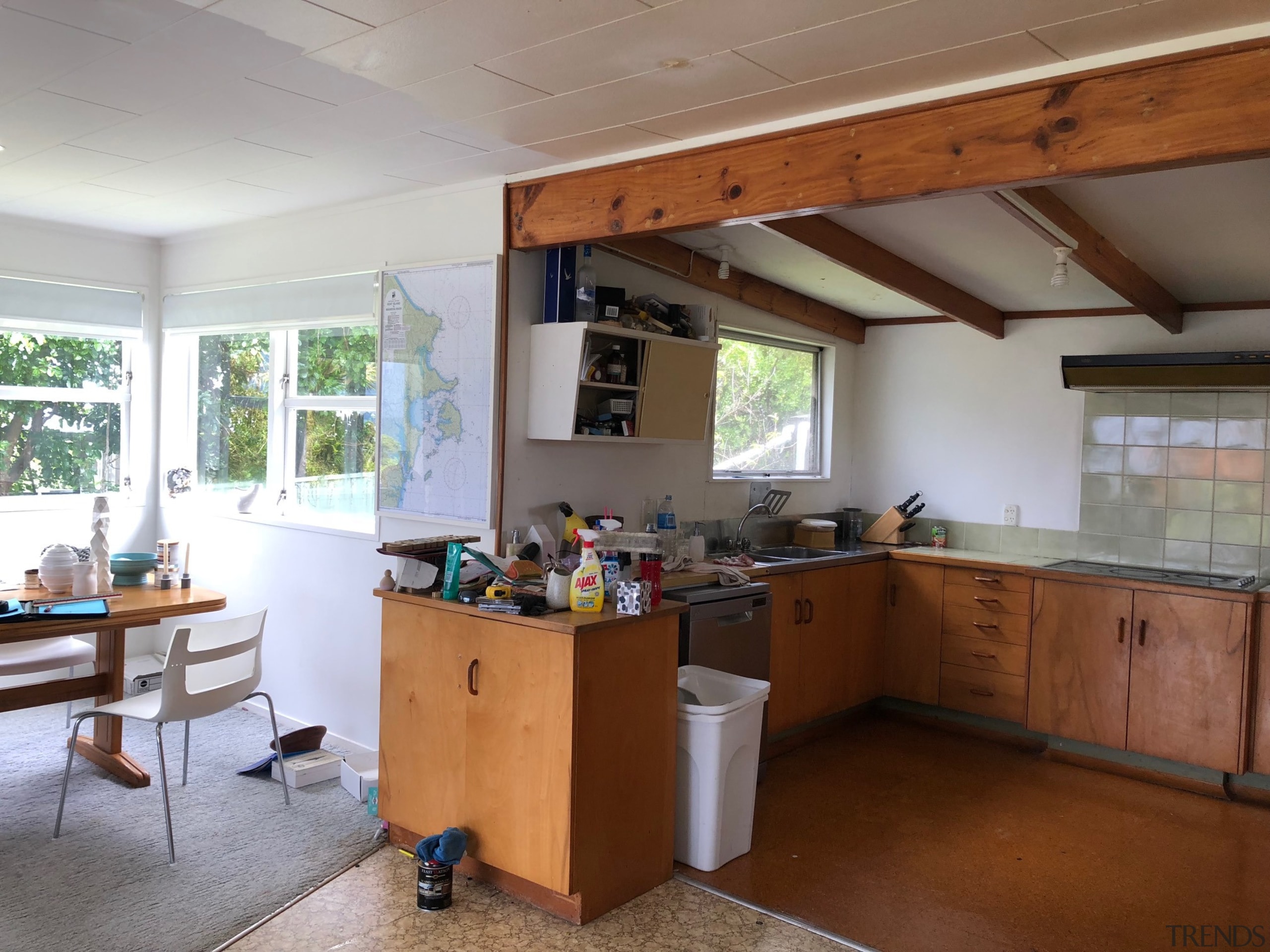 Before: this structural beam was moved and concealed 