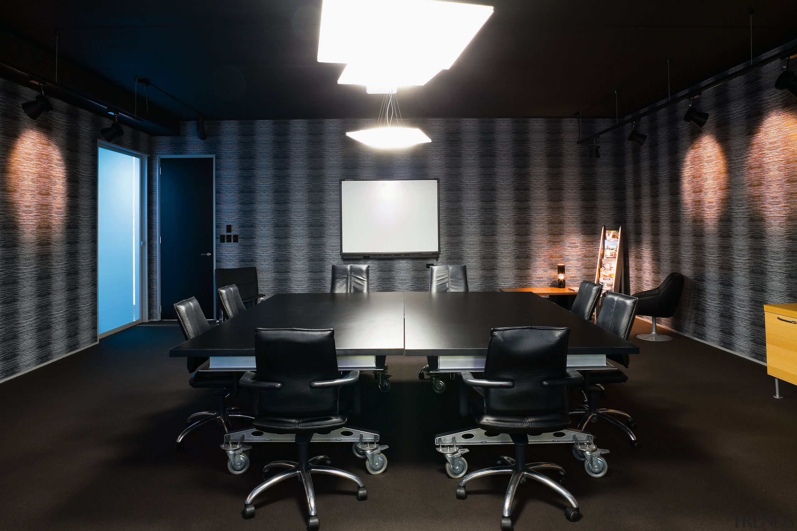 A view of the Trends Building. - A interior design, office, black