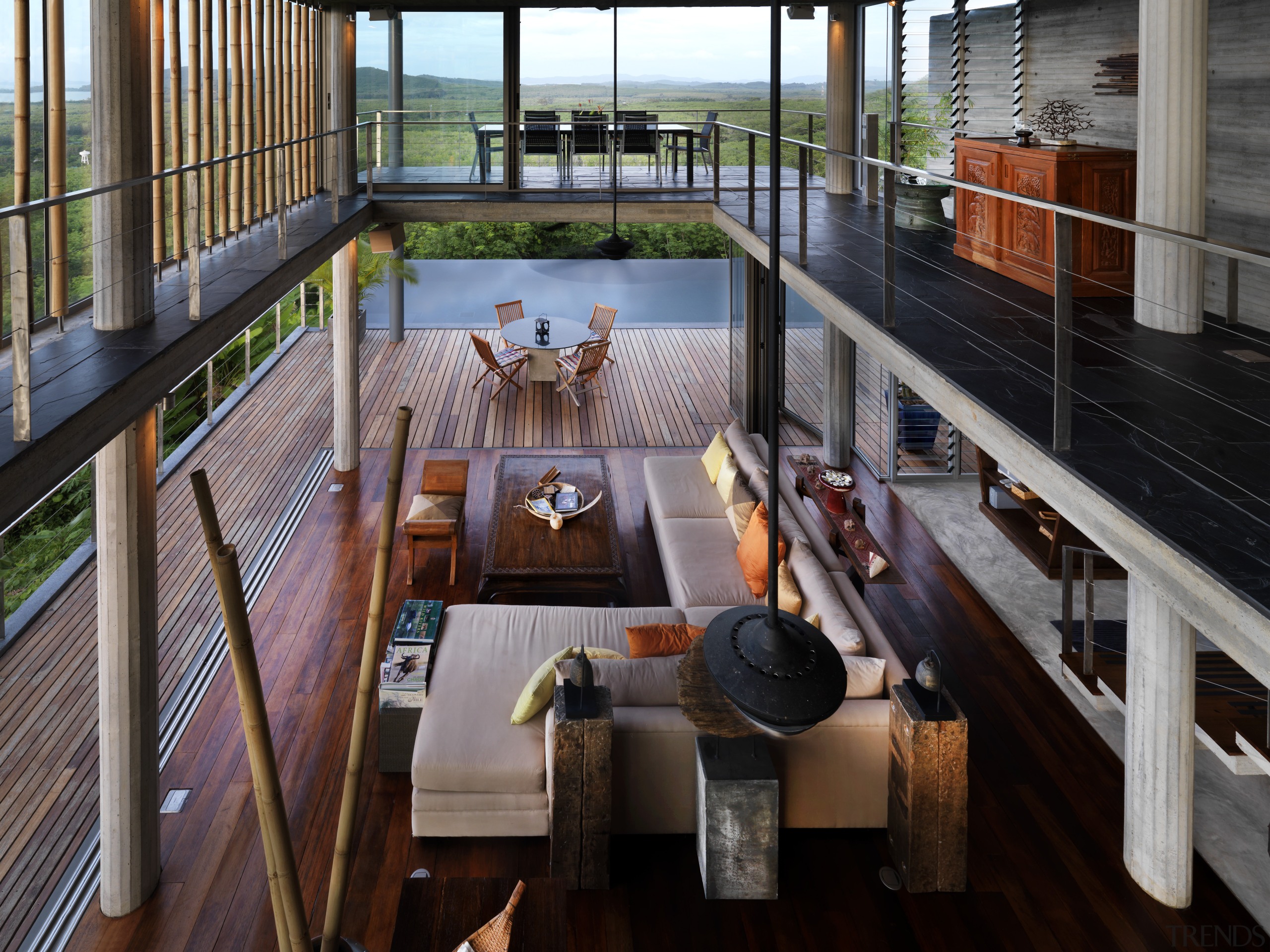 View of modern home designed by Design Unit architecture, interior design, black, gray
