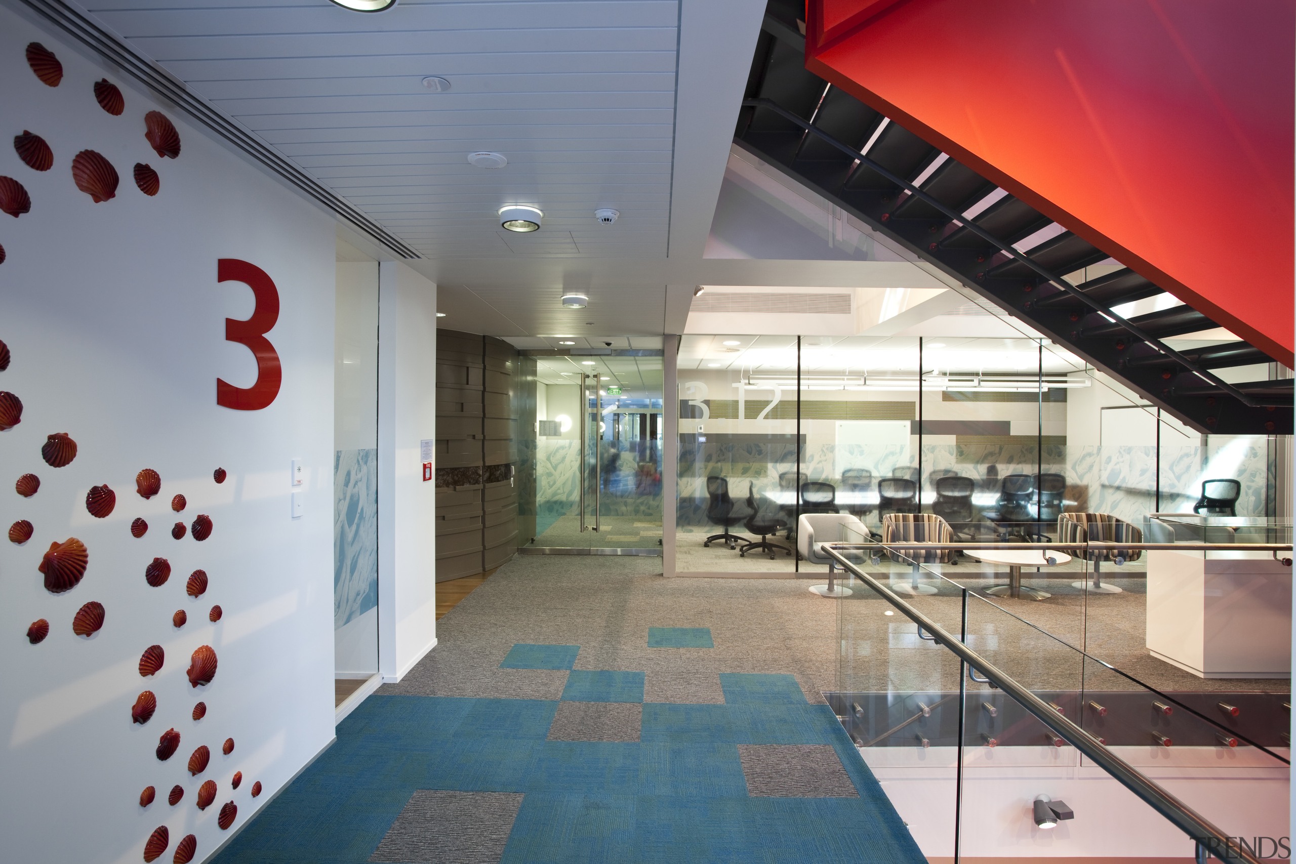 View of the Westpac head office at the architecture, ceiling, interior design, leisure centre, lobby, gray