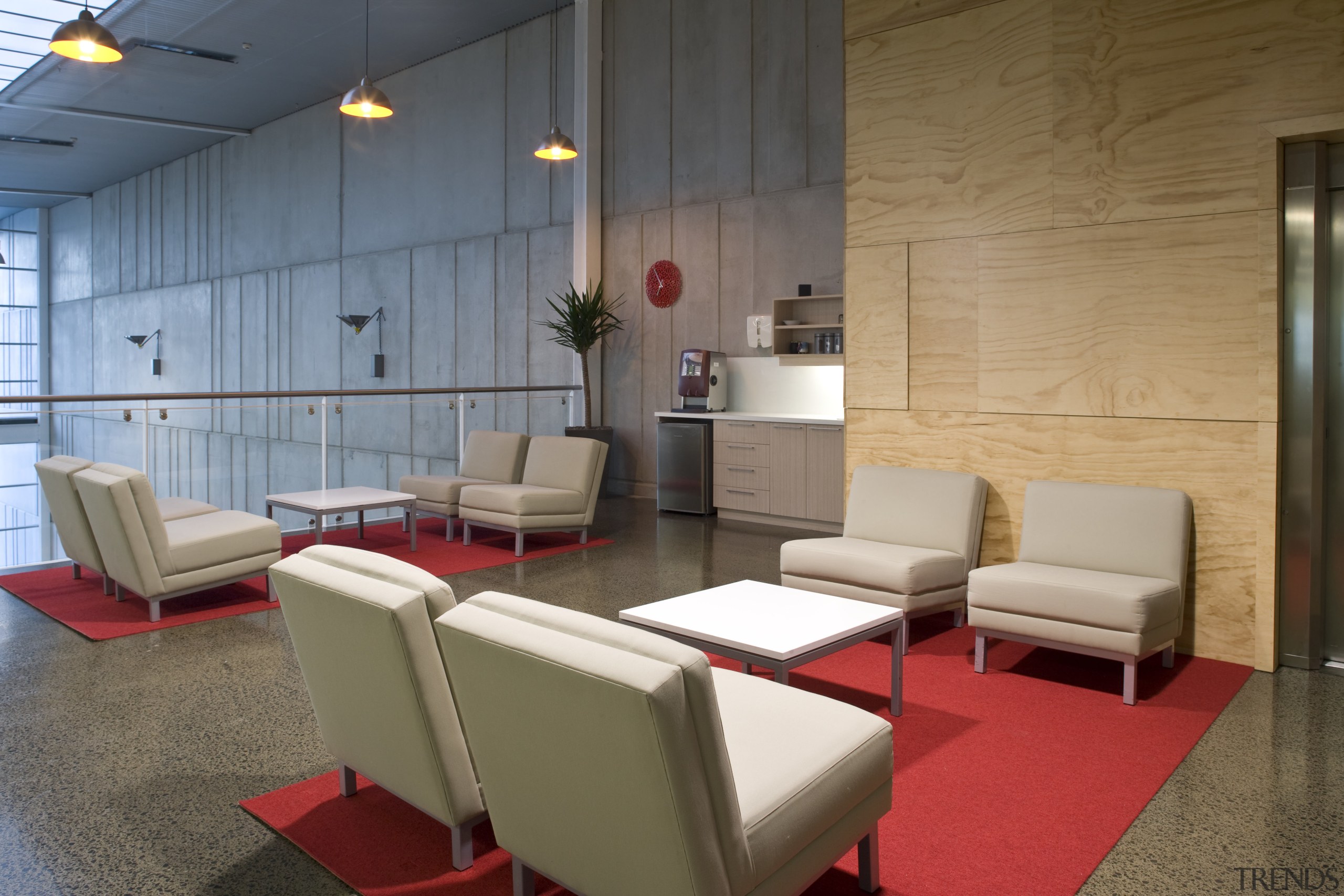 Images of the interior of the Office max architecture, chair, floor, furniture, interior design, lobby, office, table, waiting room, brown, gray