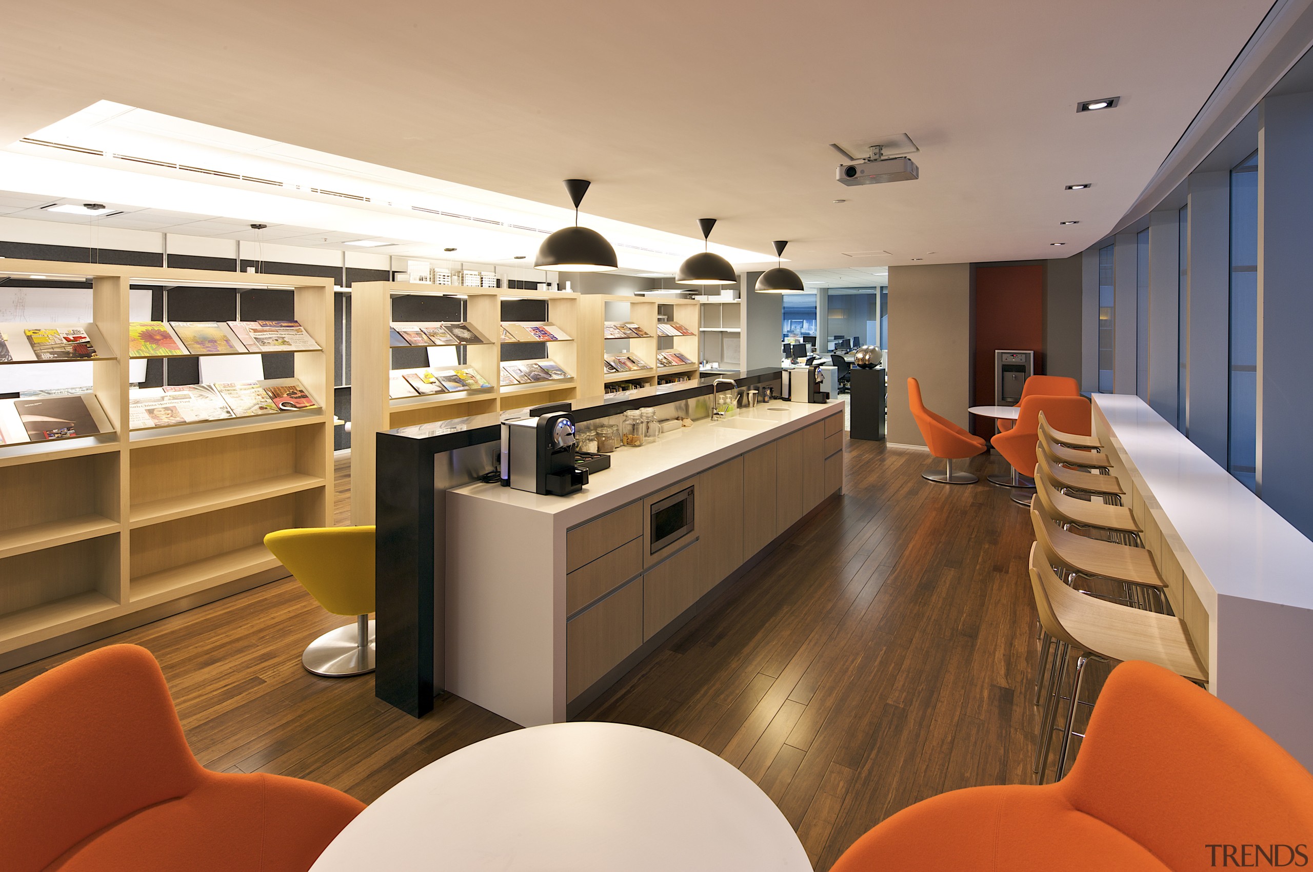 View of the Benoy offices which incorporates a interior design, office, brown, orange